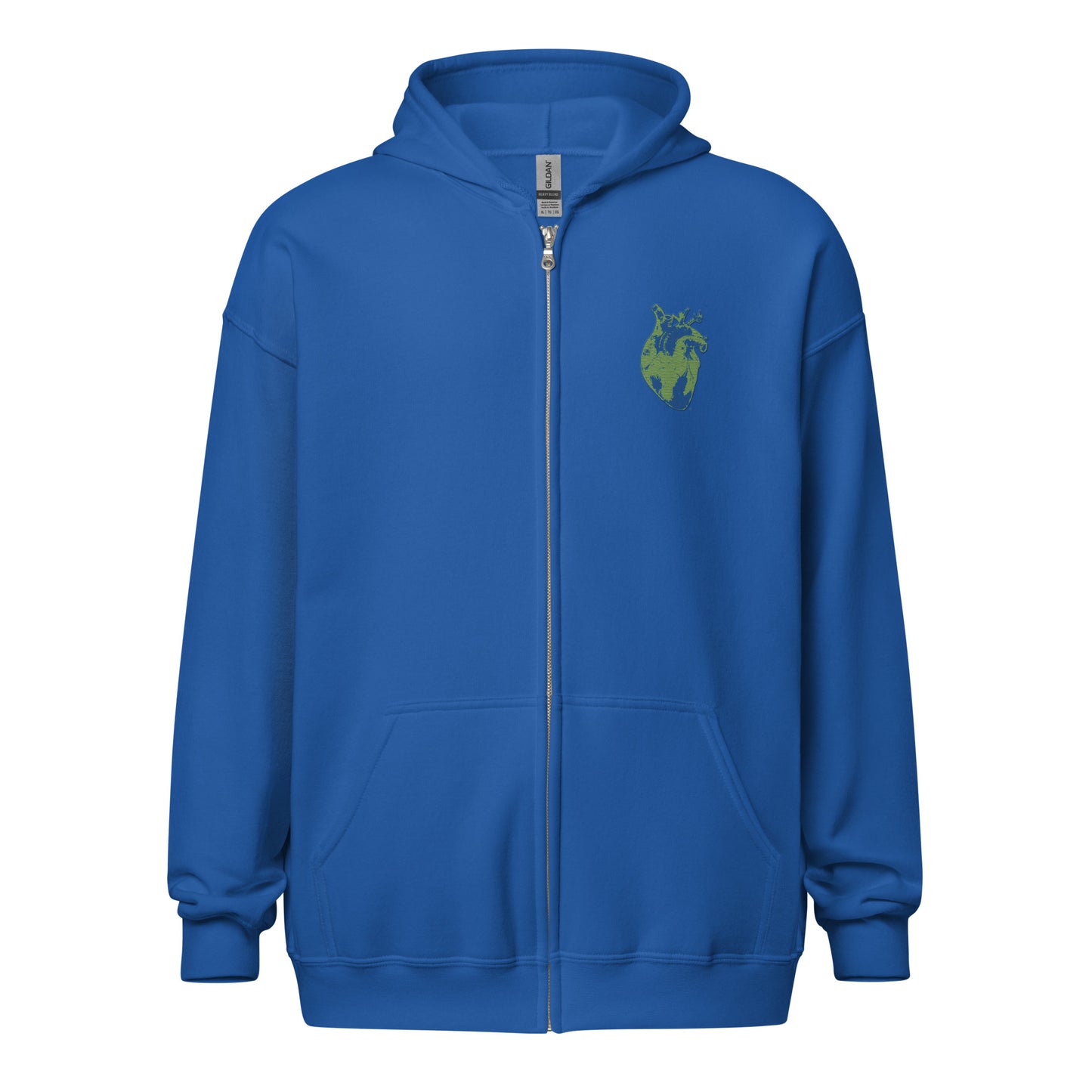 Embroidered Green&Blue Heart #2 Unisex heavy blend zip hoodie