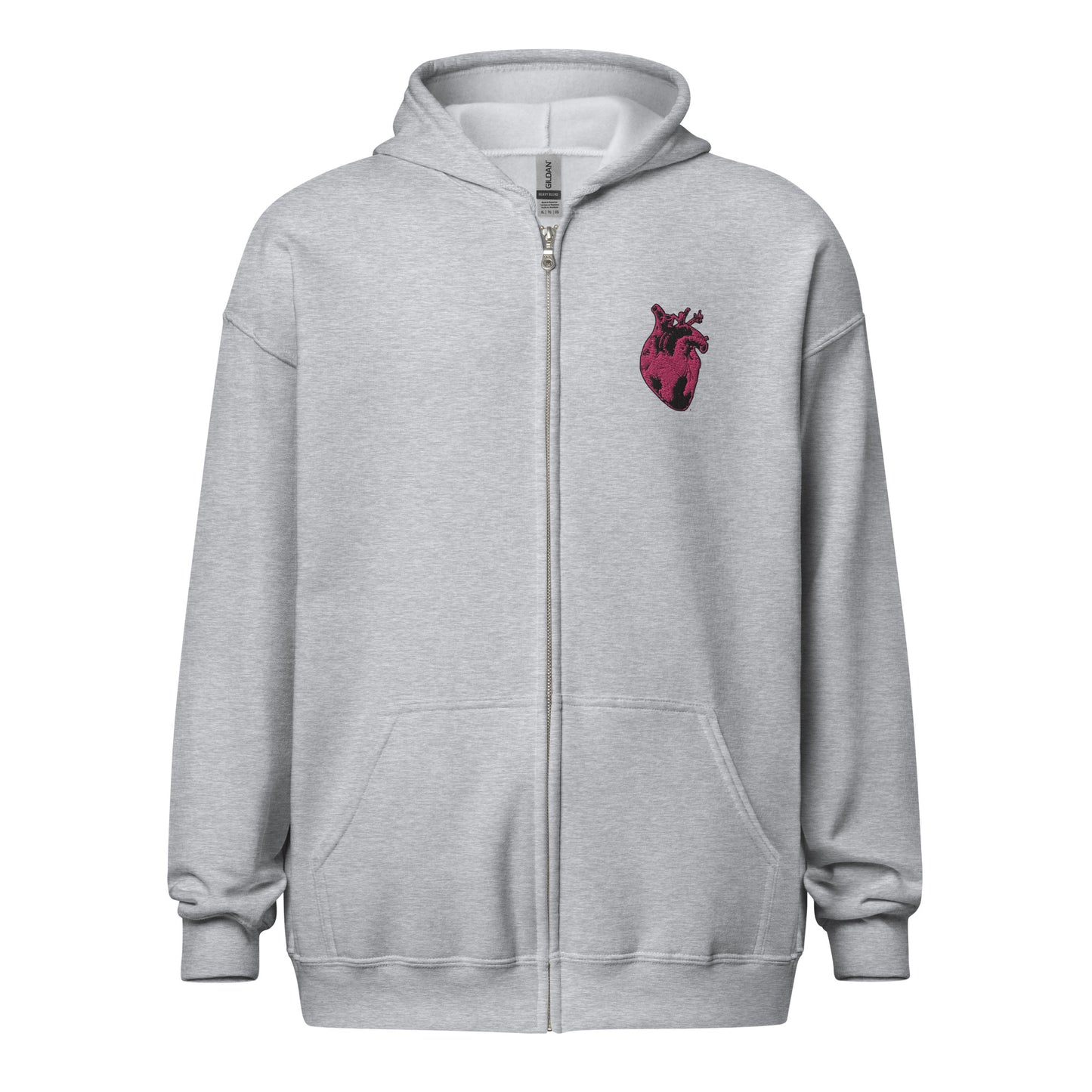 Embroidered Pink Heart #2 Unisex heavy blend zip hoodie