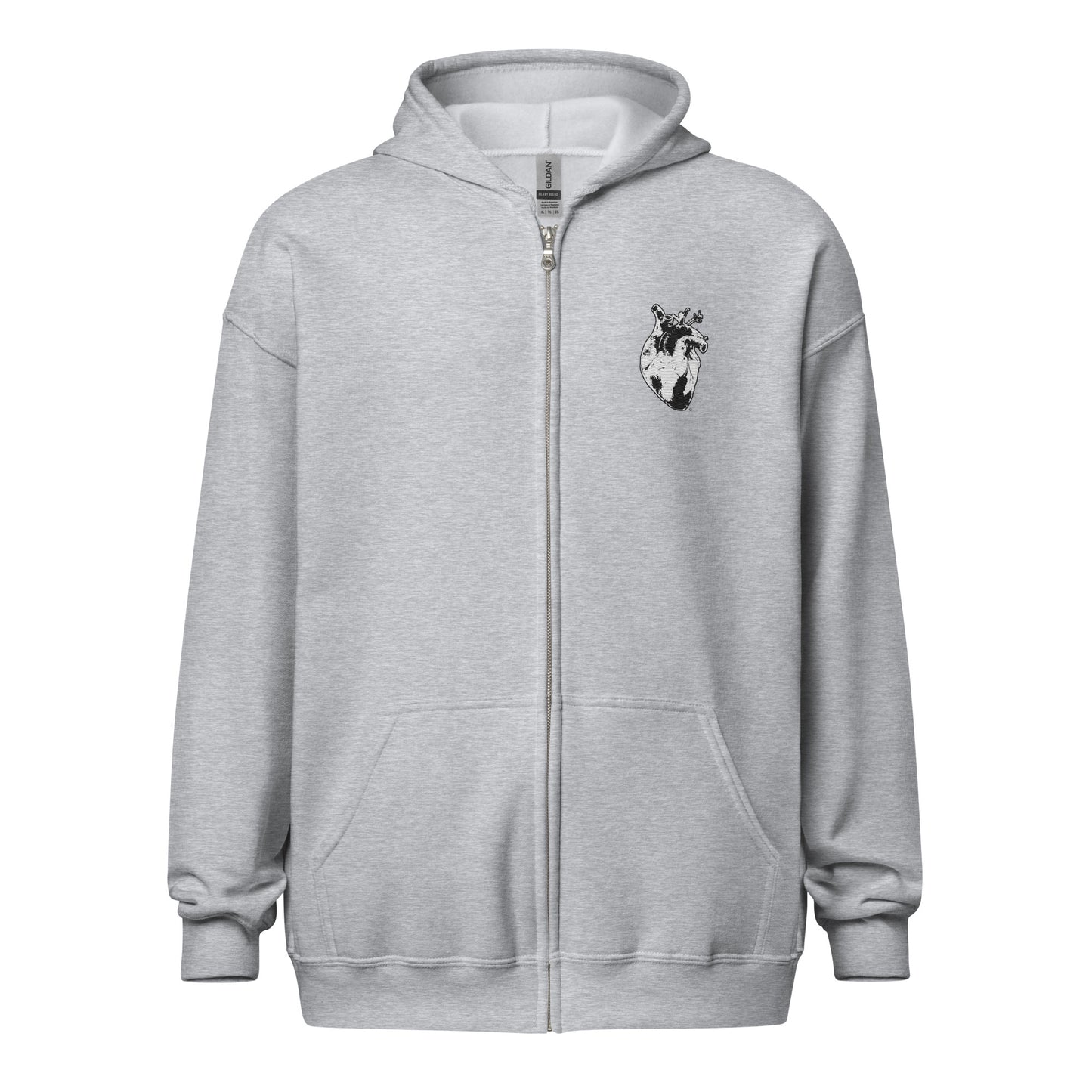 Embroidered White Heart #2 Unisex heavy blend zip hoodie