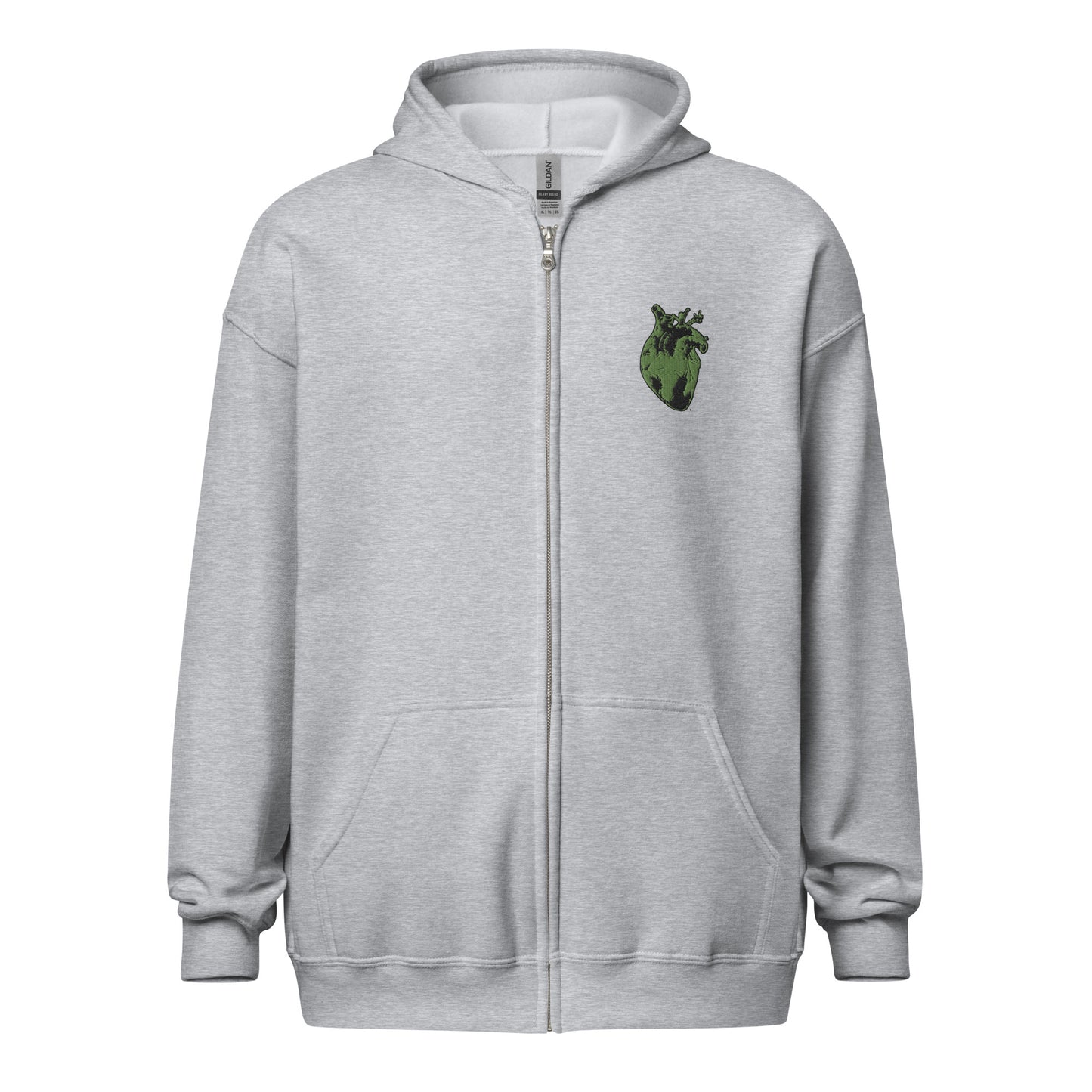 Embroidered Green Heart #2 Unisex heavy blend zip hoodie