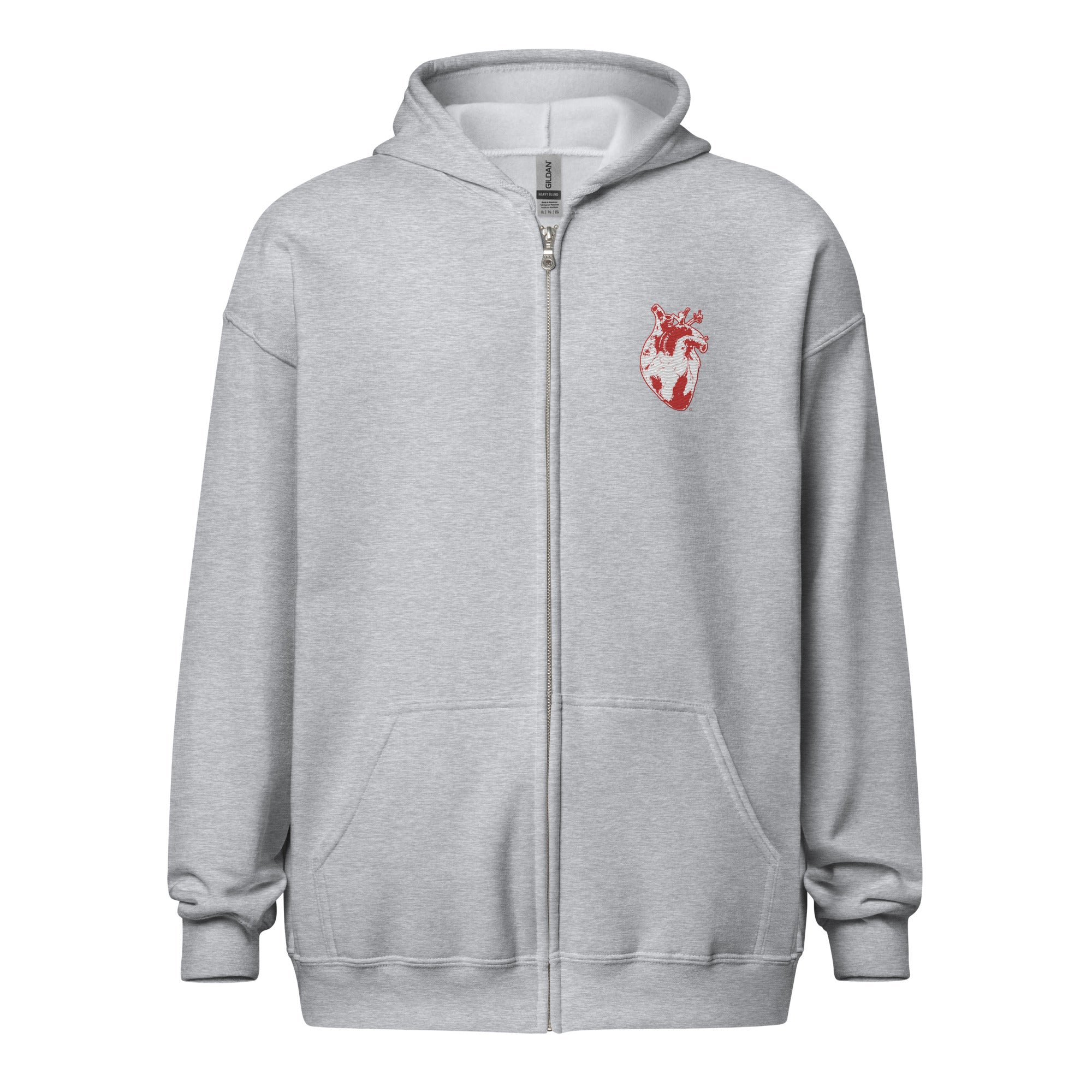 Atomic Heart Embroidered Unisex Zip Hoodie -Red & White