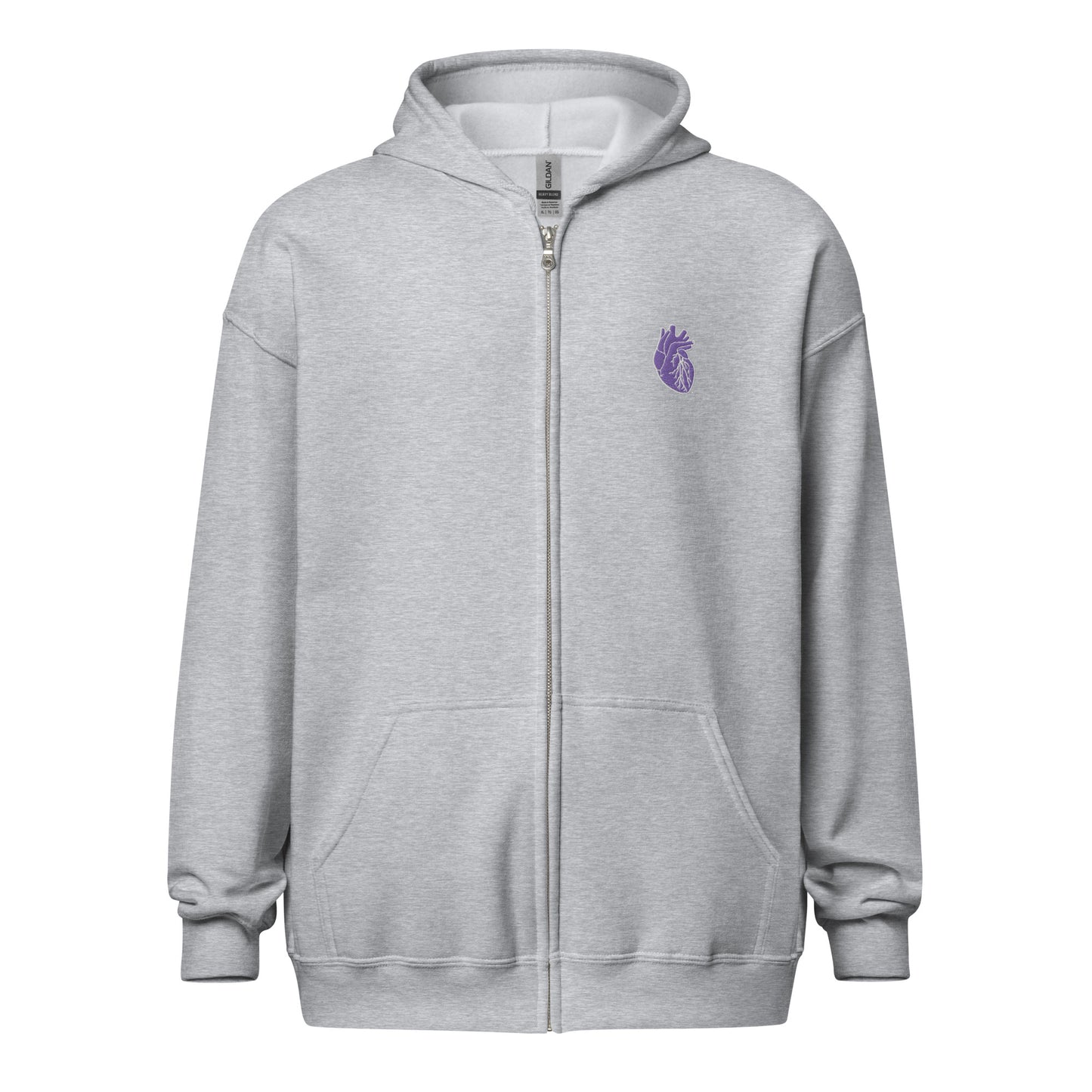 Embroidered Purple&White Heart Unisex heavy blend zip hoodie