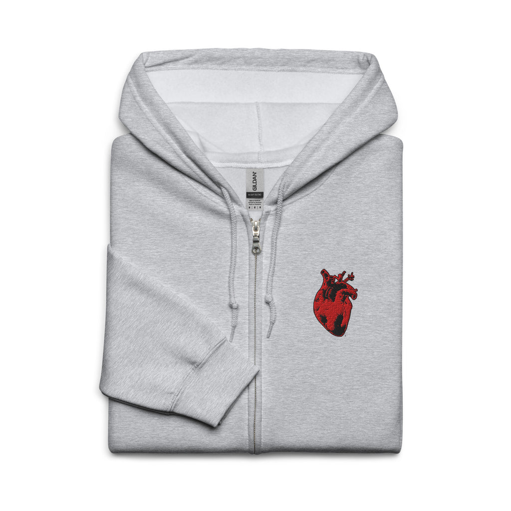 Atomic Heart Zip Hoodie - Black & Red Embroidery