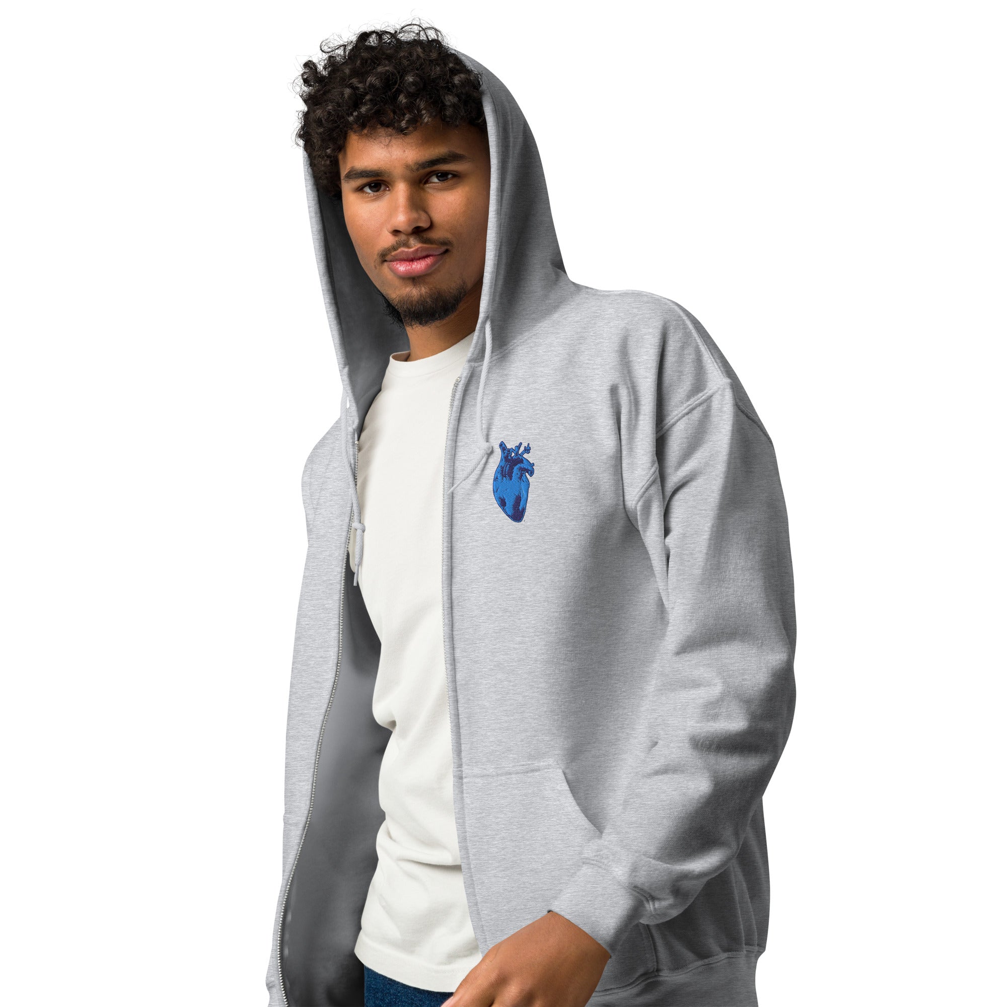 Atomic Heart Zip Hoodie - Royal & Navy Embroidery
