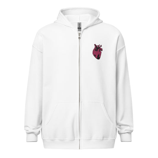 Embroidered Pink Heart #2 Unisex heavy blend zip hoodie