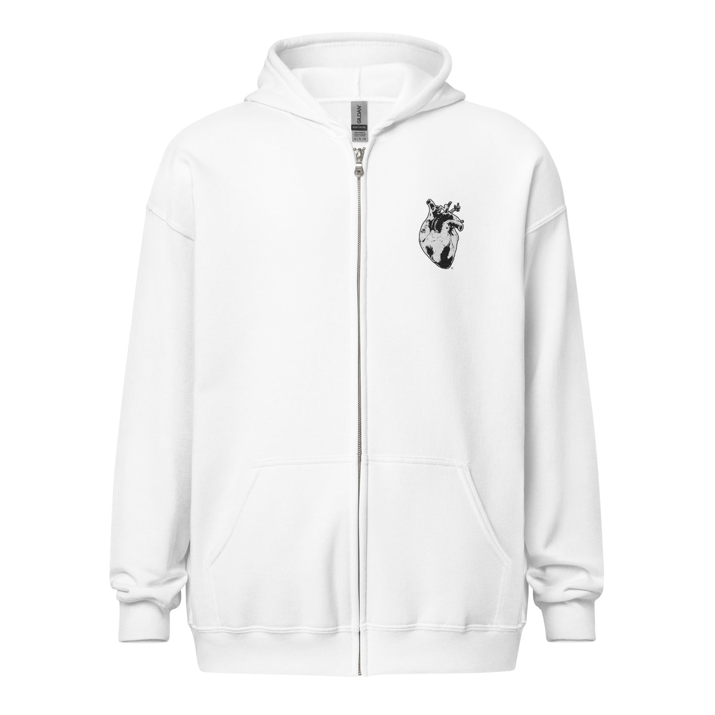 Embroidered White Heart #2 Unisex heavy blend zip hoodie