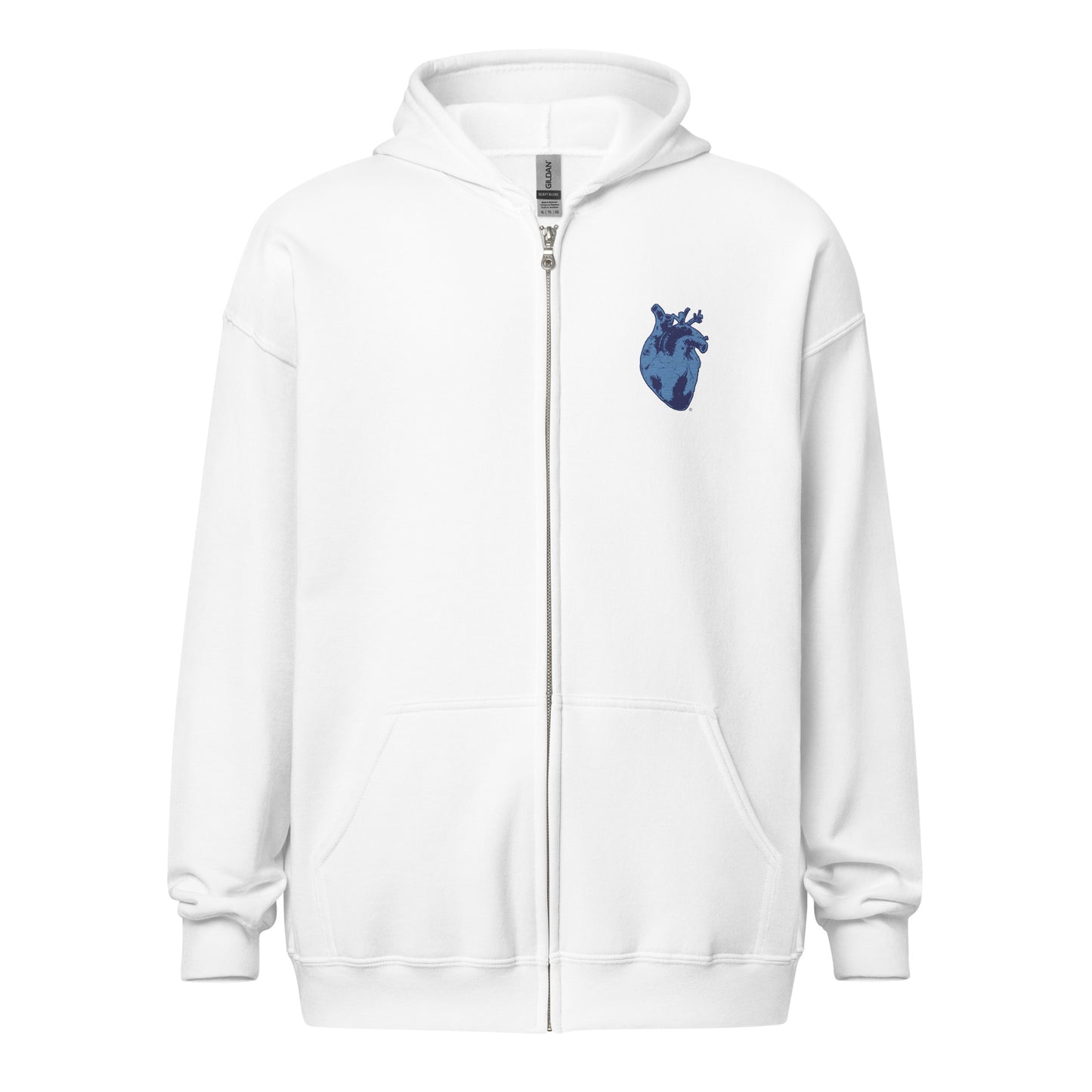 Embroidered Blue Heart #2 Unisex heavy blend zip hoodie