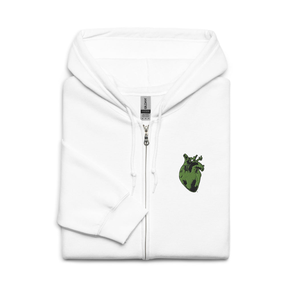 Atomic Heart Zip Hoodie - Black & Green Embroidery