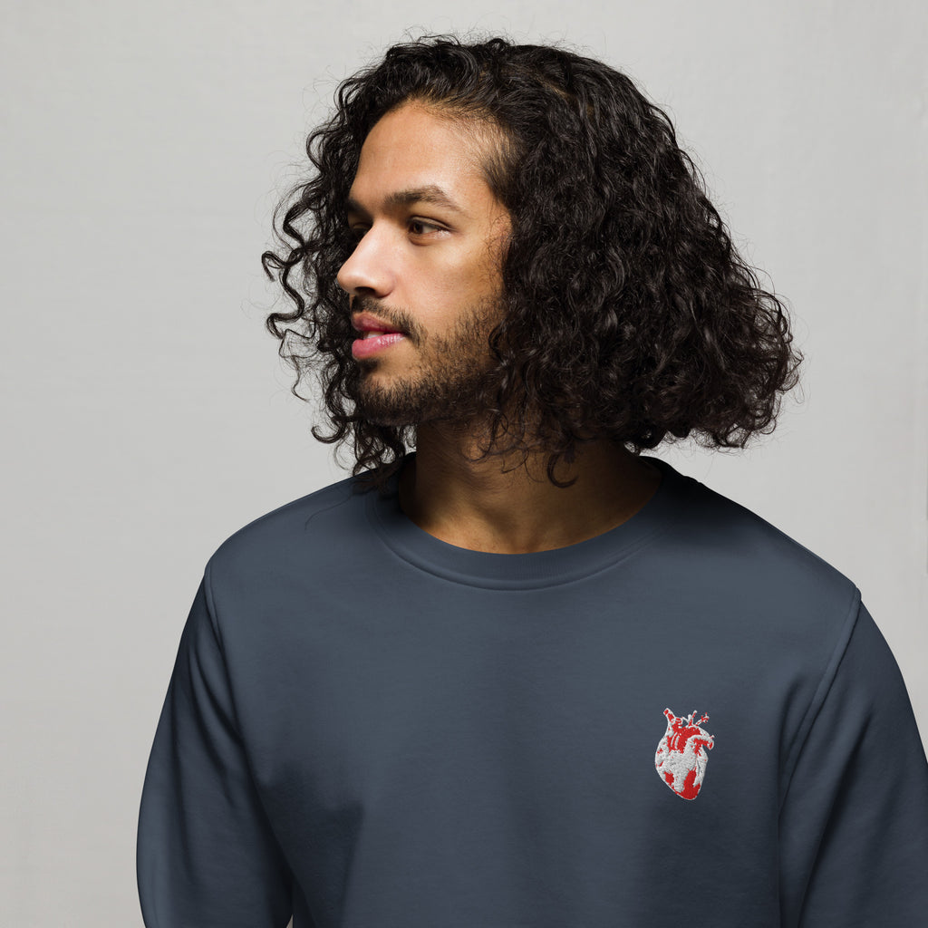 Atomic Heart Organic Sweatshirt - Red & White Embroidery