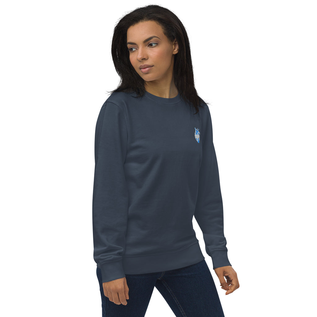 Atomic Heart Organic Sweatshirt - Blue & White Embroidery