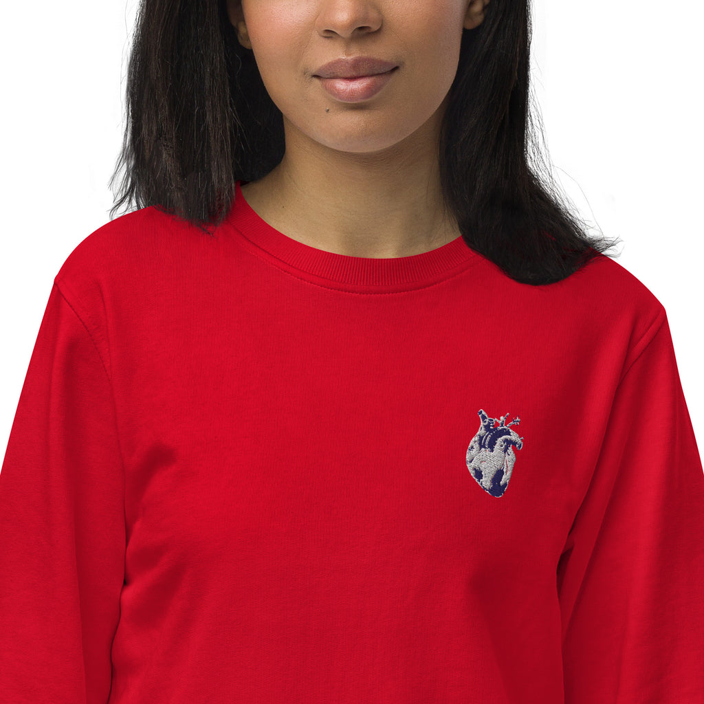 Atomic Heart Organic Sweatshirt - Navy & White Embroidery