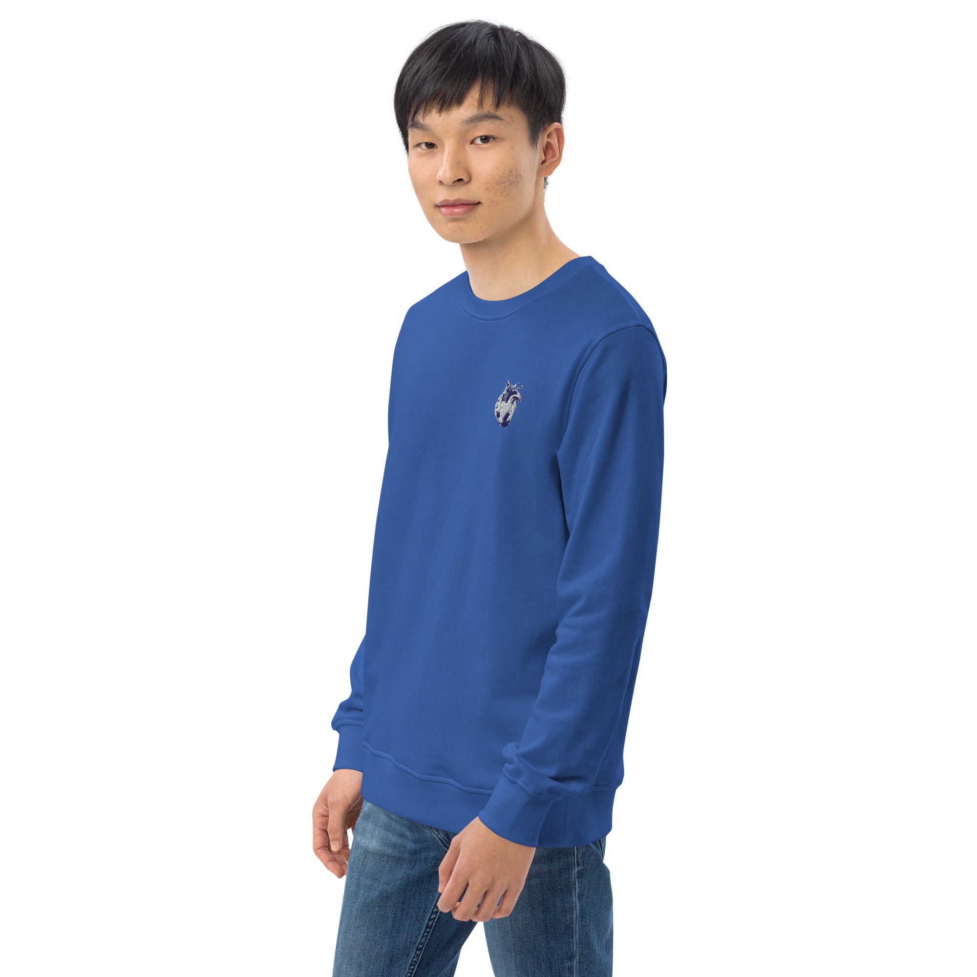 Atomic Heart Organic Sweatshirt - Navy & White Embroidery