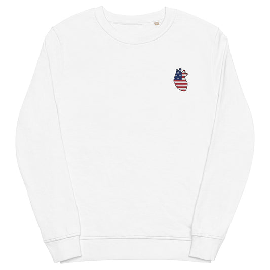 Embroidered American Heart Unisex organic sweatshirt