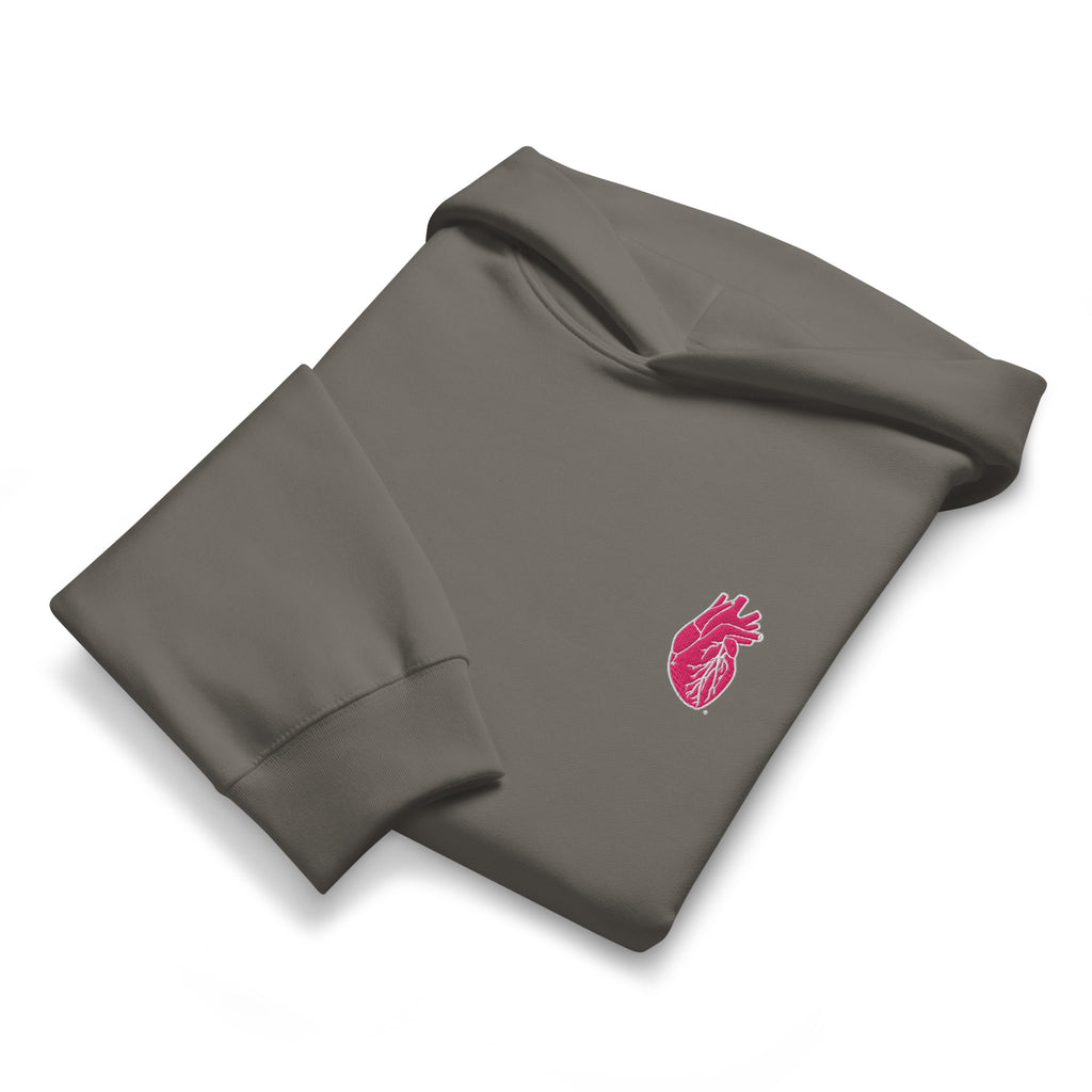 Iconic Heart Heavyweight Oversized Hoodie - Pink & White Embroidery