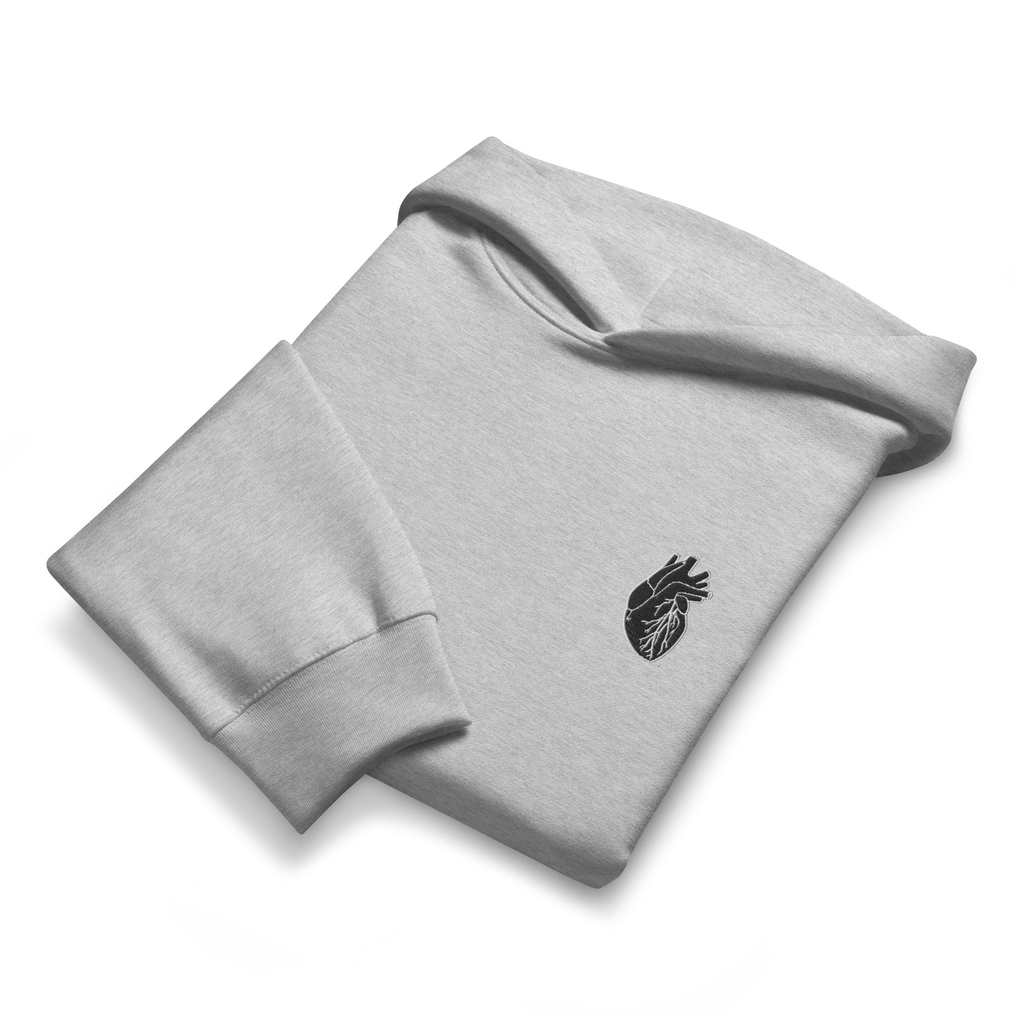Iconic Heart Heavyweight Oversized Hoodie - Black & White Embroidery