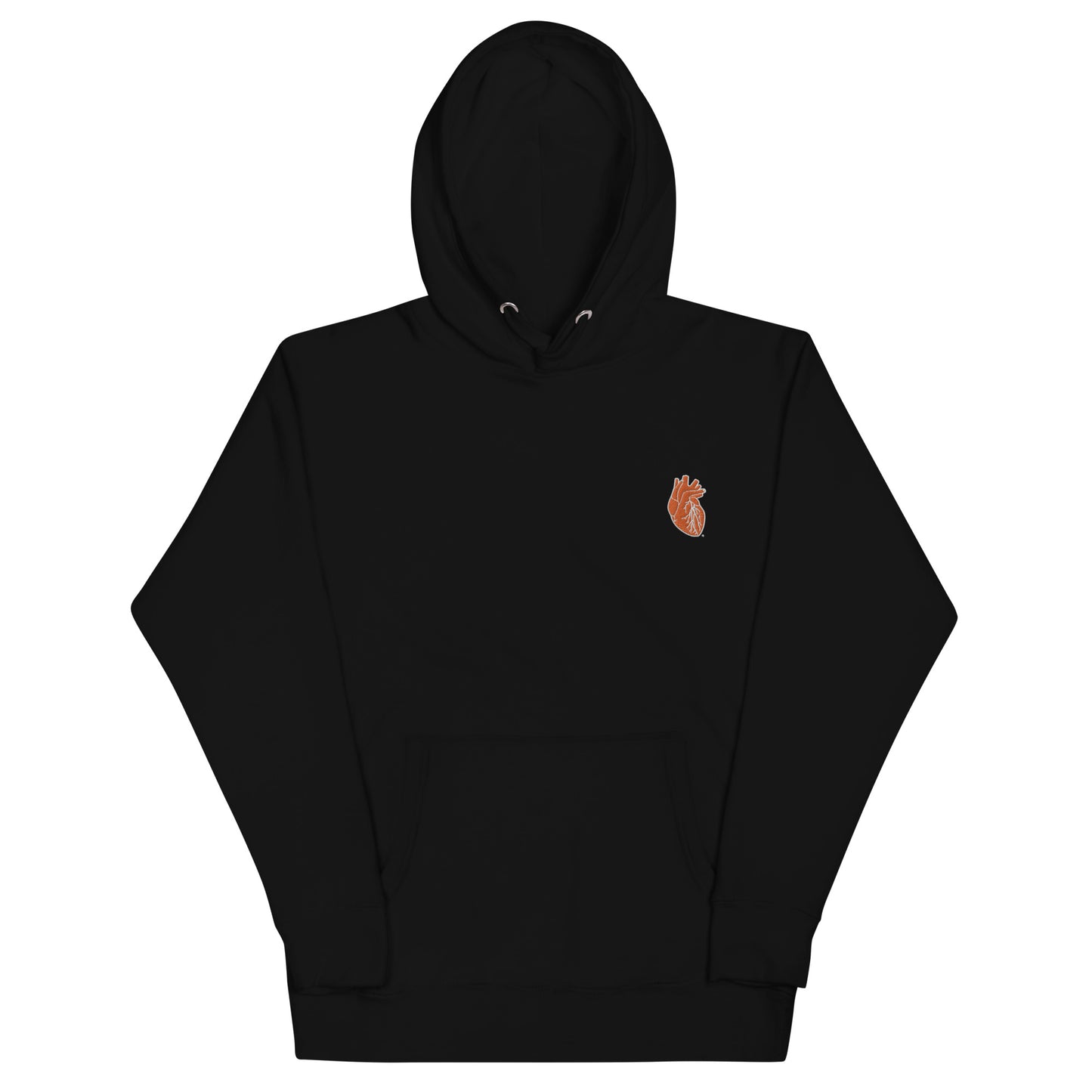 Embroidered Orange Heart Unisex Hoodie