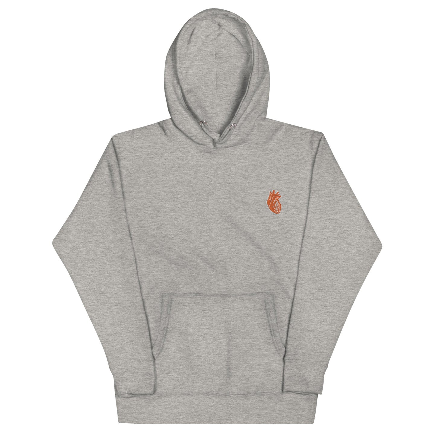 Embroidered Orange Heart Unisex Hoodie