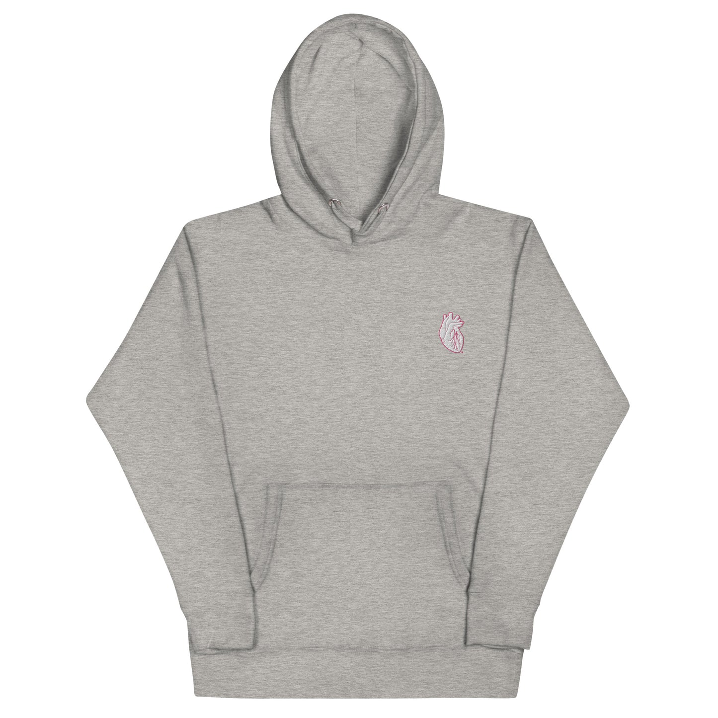 Embroidered White & Pink Heart Unisex Hoodie