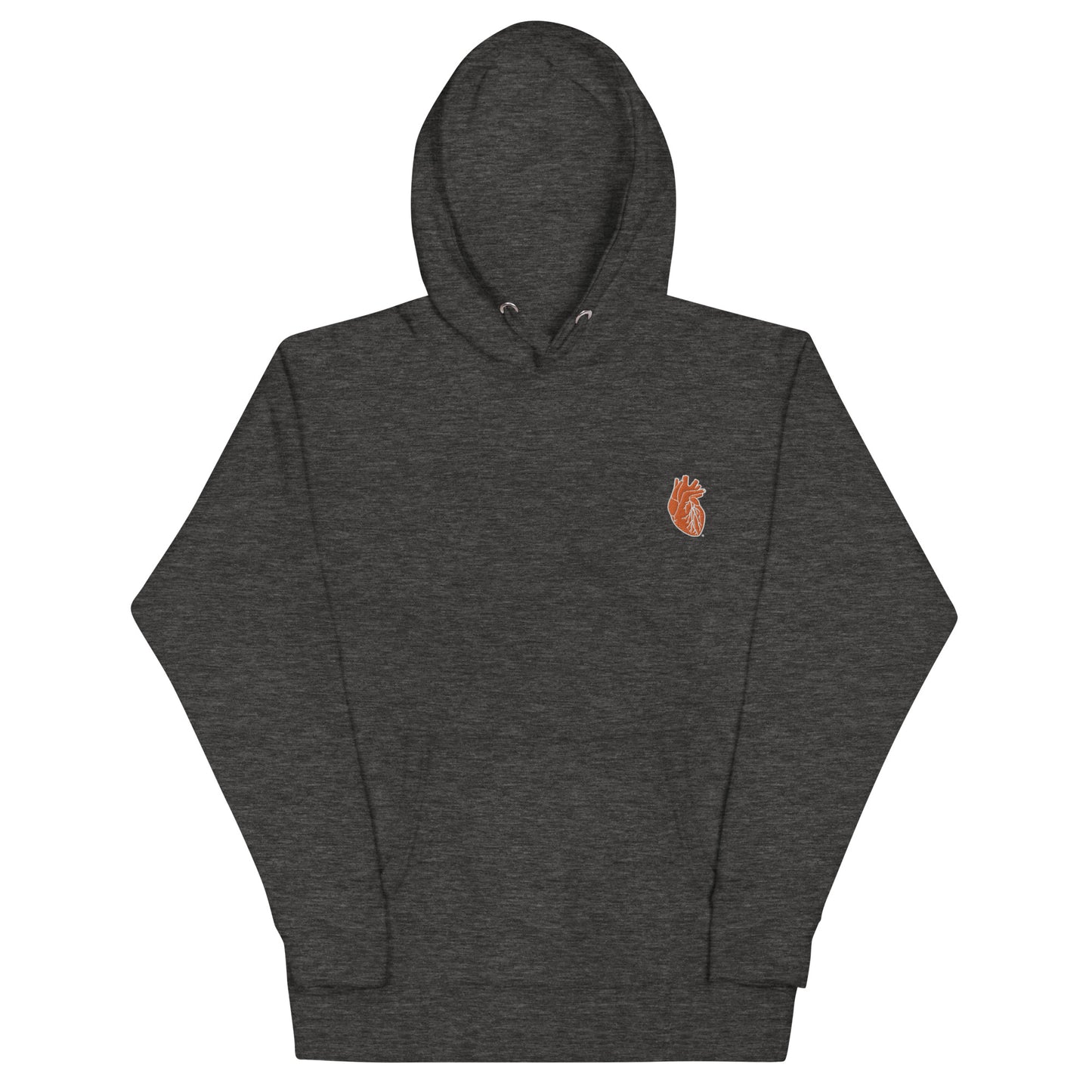 Embroidered Orange Heart Unisex Hoodie