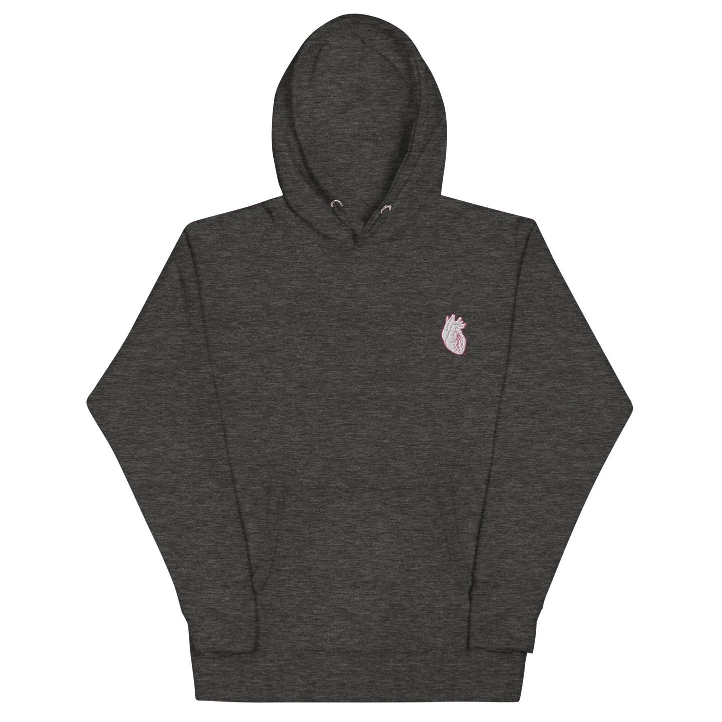 Embroidered White & Pink Heart Unisex Hoodie