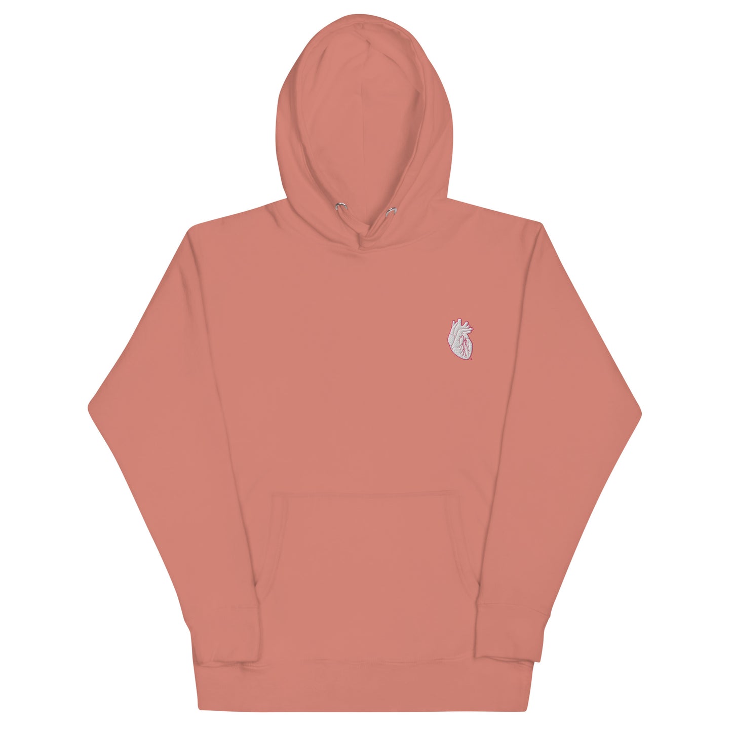 Embroidered White & Pink Heart Unisex Hoodie