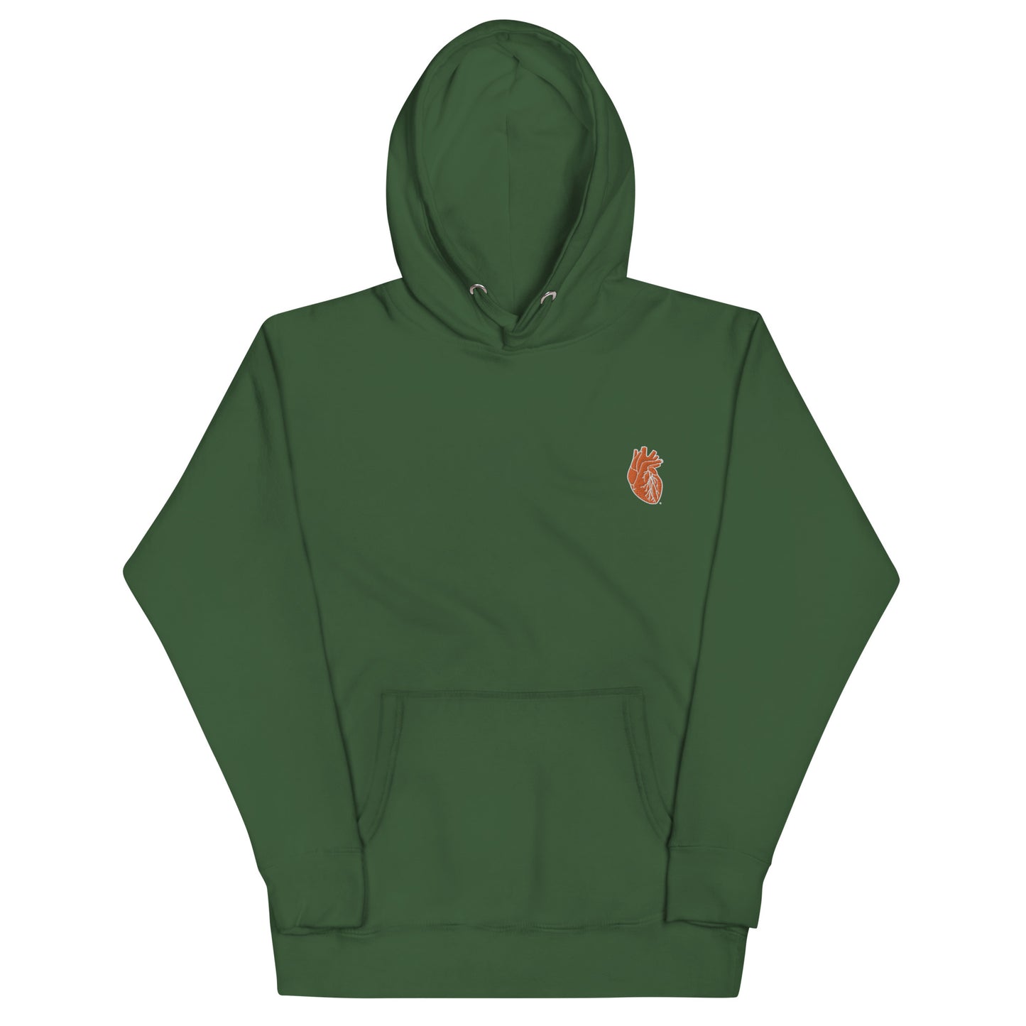 Embroidered Orange Heart Unisex Hoodie