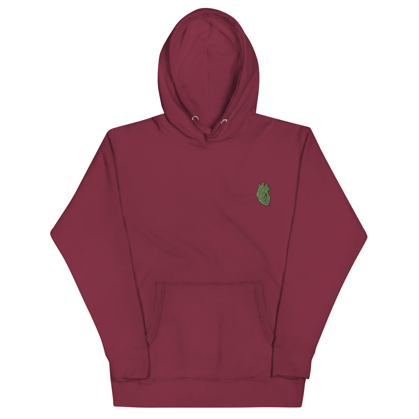 Embroidered Green Heart Unisex Hoodie