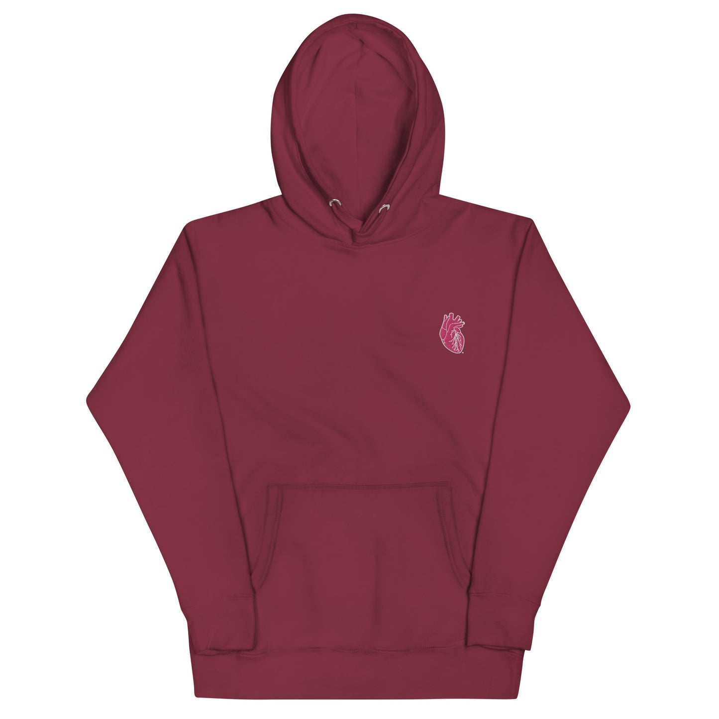 Embroidered Pink&White Heart Unisex Hoodie