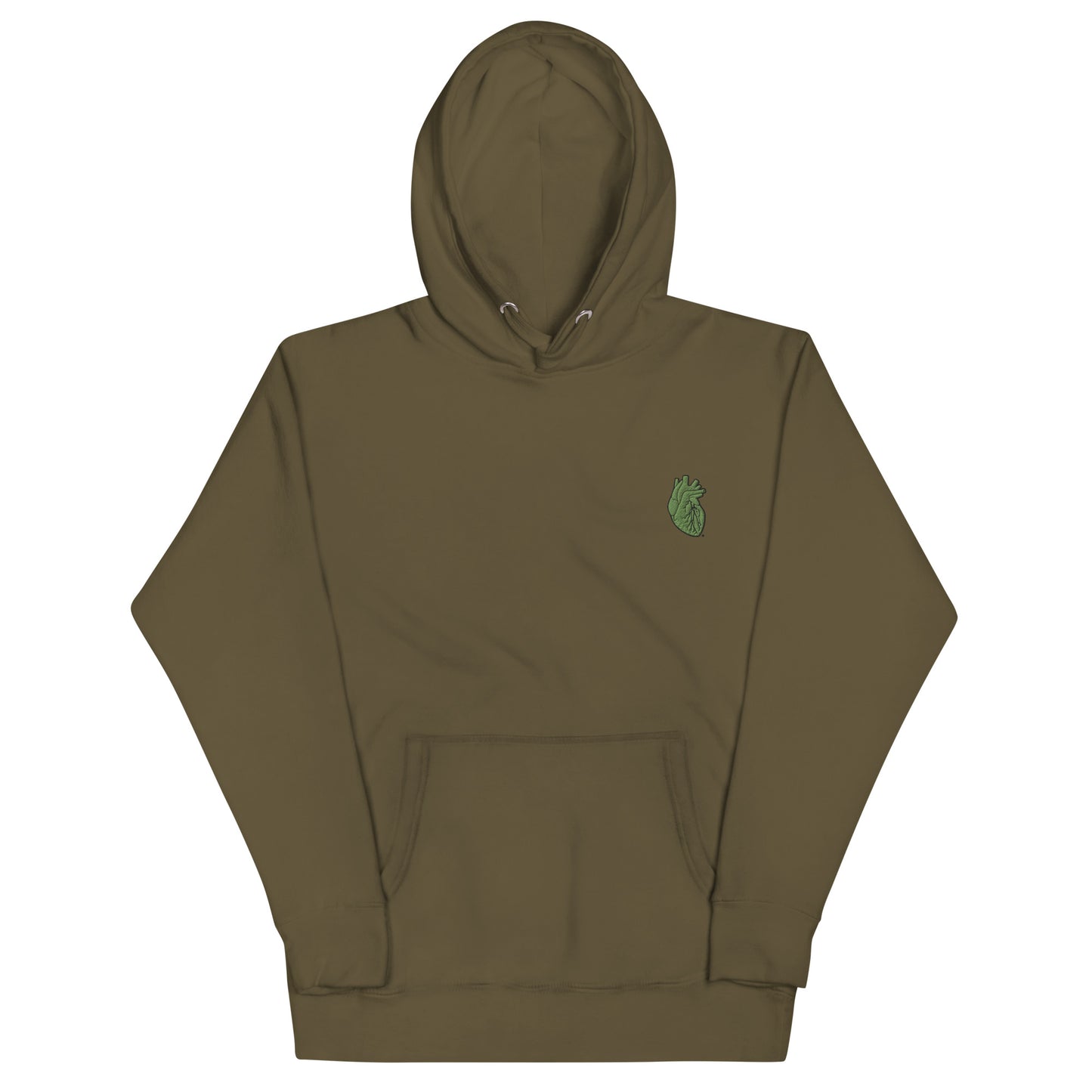 Embroidered Green Heart Unisex Hoodie