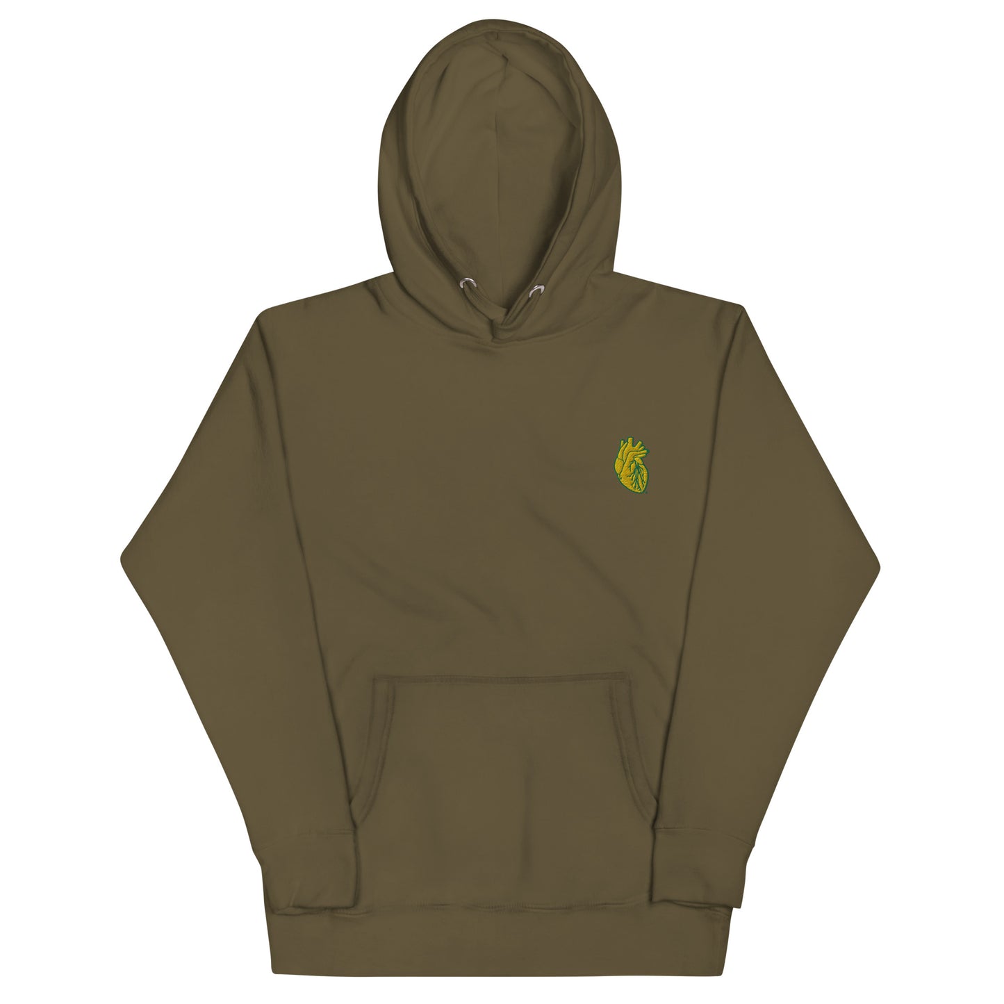 Embroidered Yellow&Green Heart Unisex Hoodie