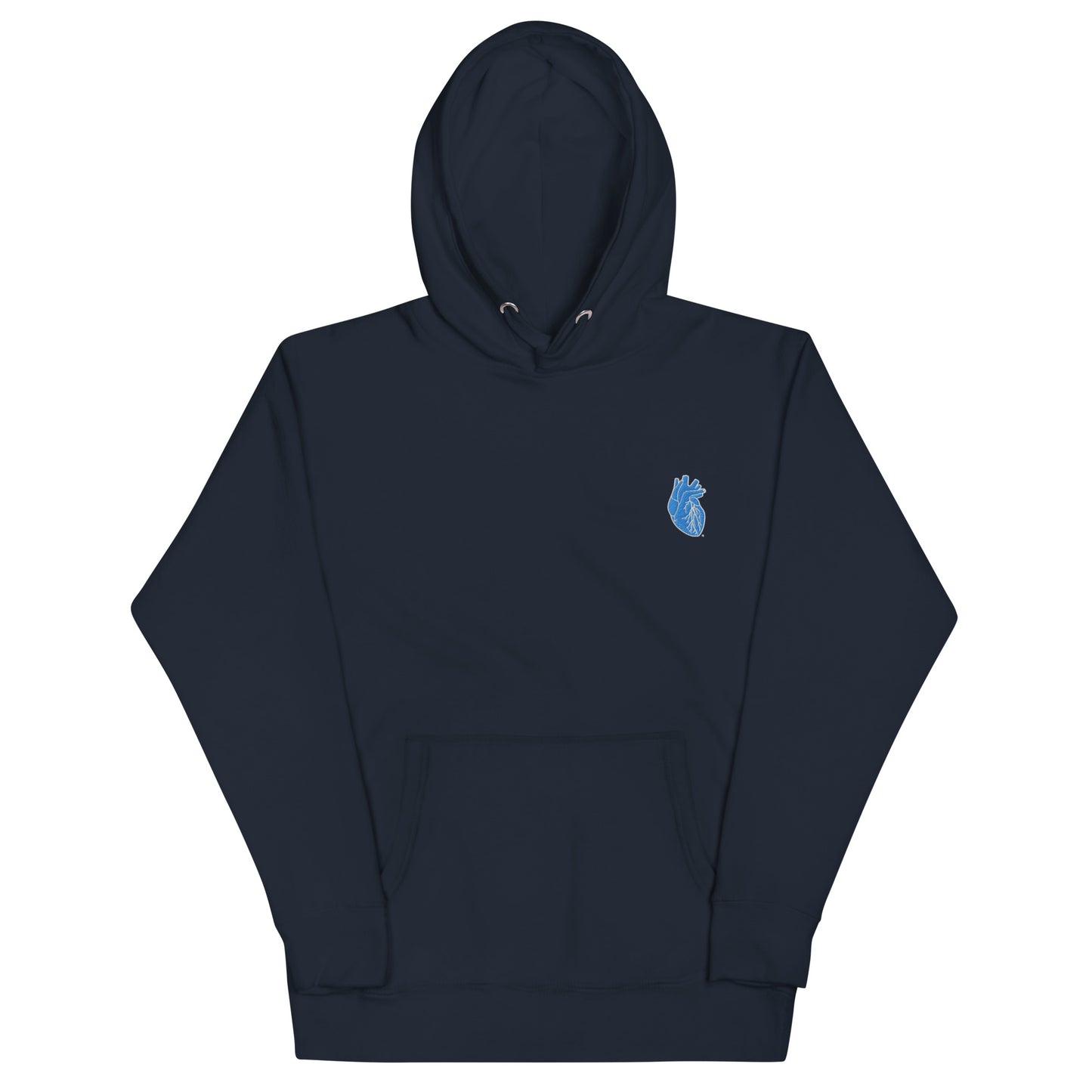 Embroidered Blue&White Heart Unisex Hoodie