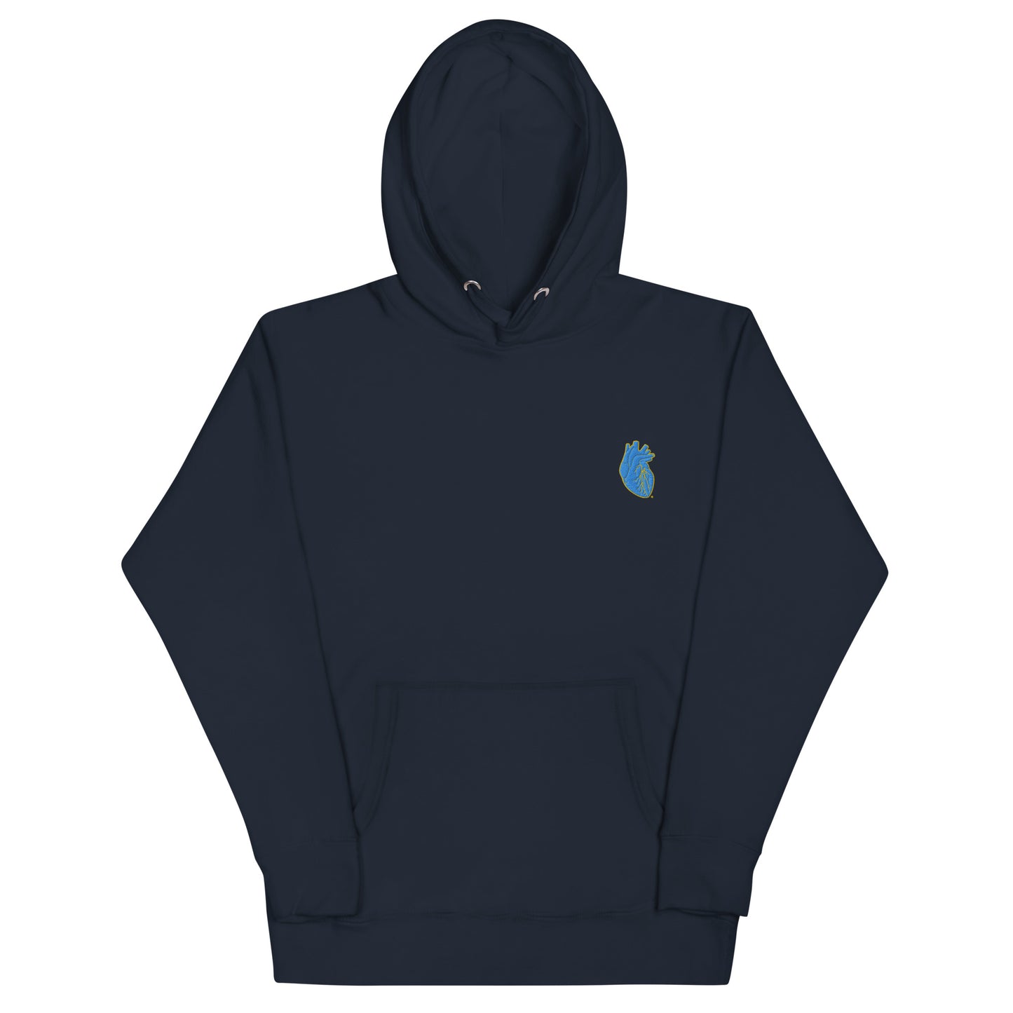 Embroidered Blue&Yellow Heart Unisex Hoodie