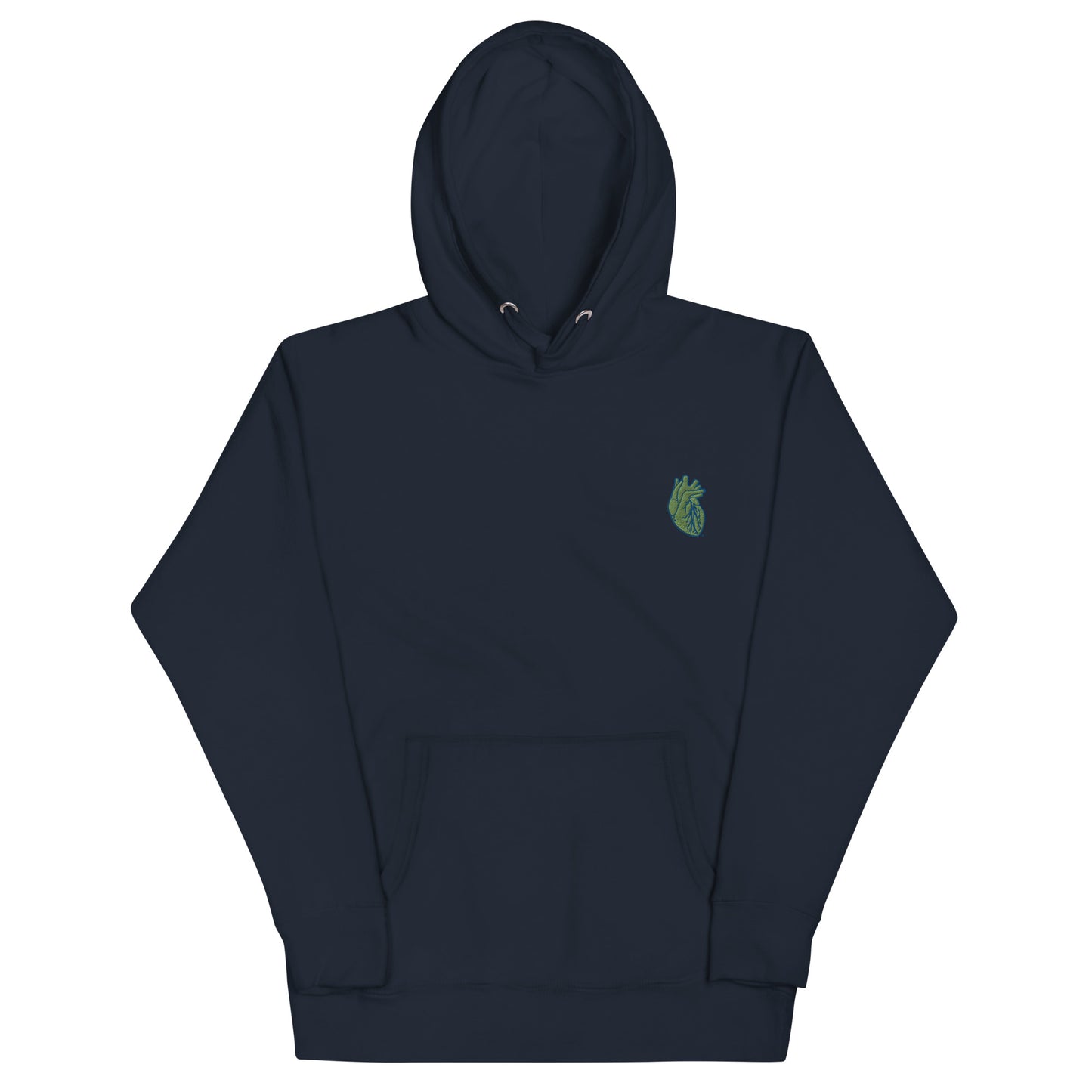 Embroidered Green&Blue Heart Unisex Hoodie