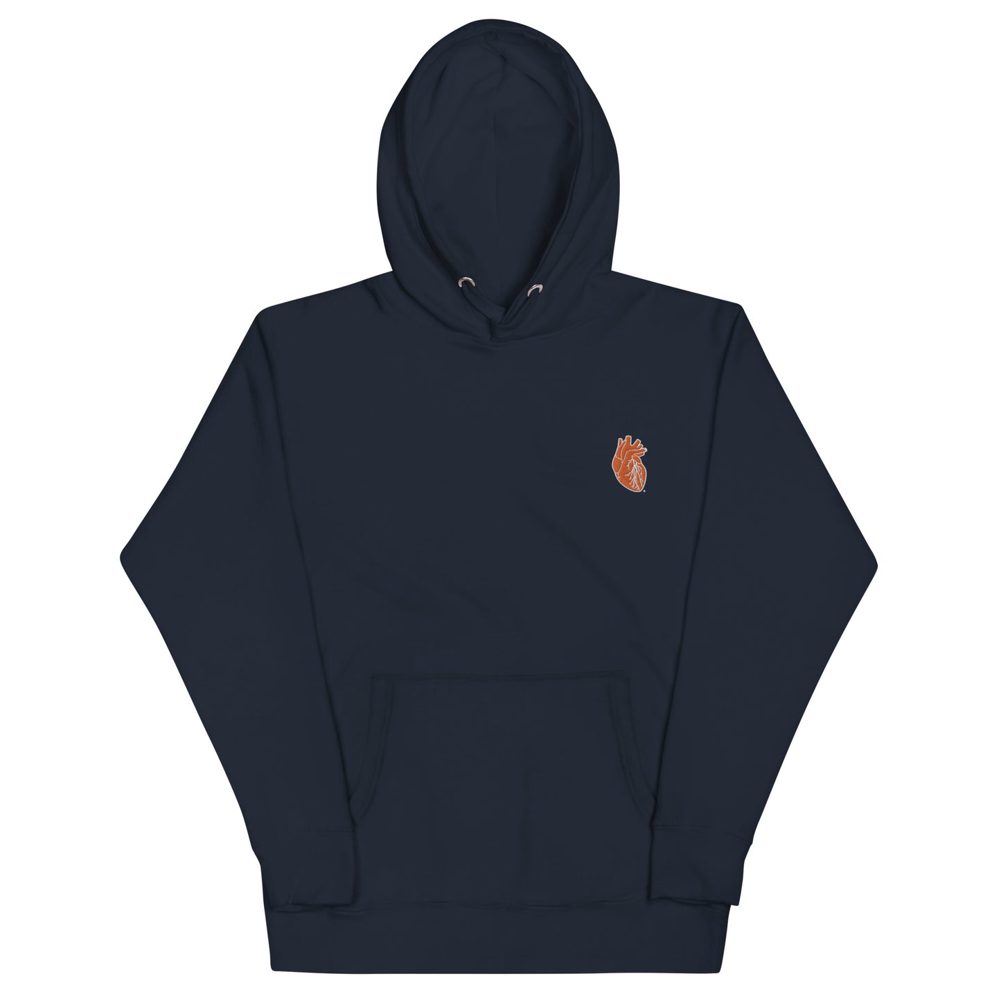 Embroidered Orange Heart Unisex Hoodie