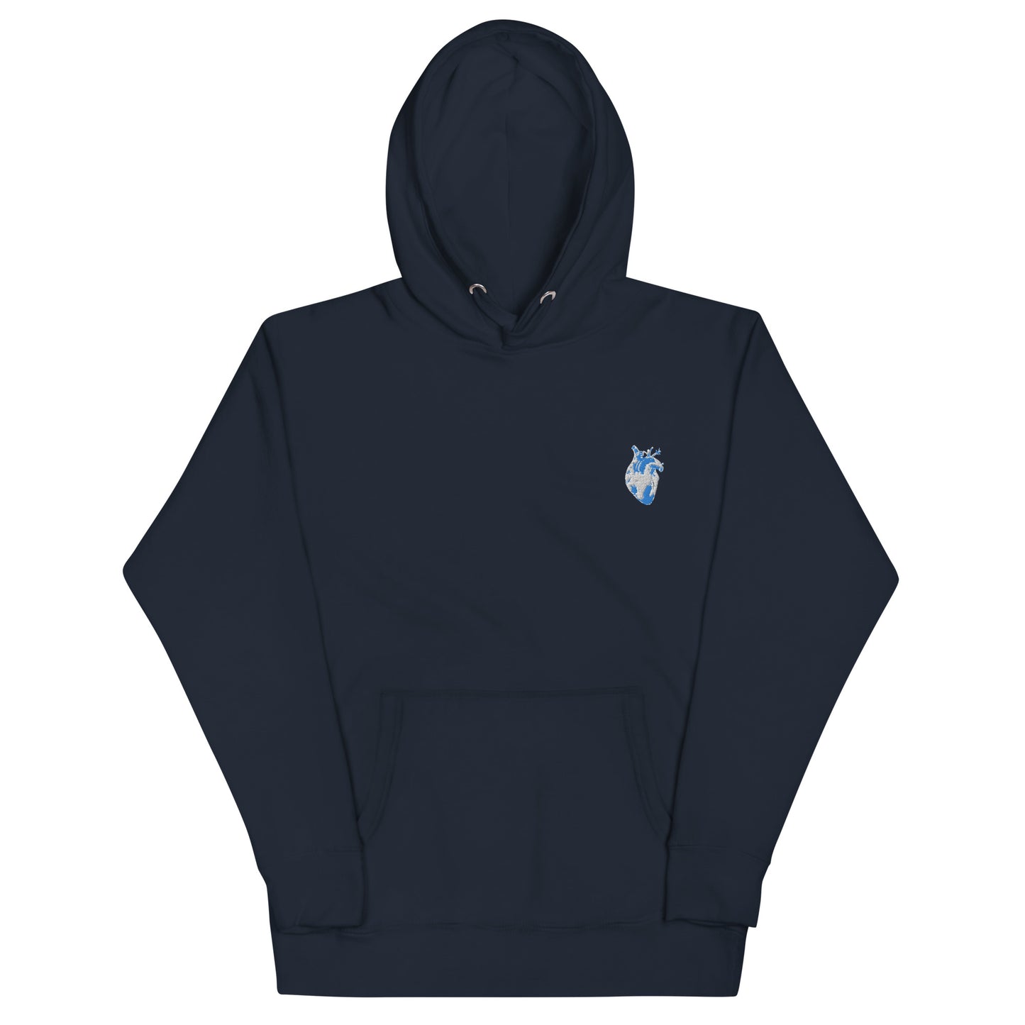 Embroidered White&Blue Heart #2 Unisex Hoodie