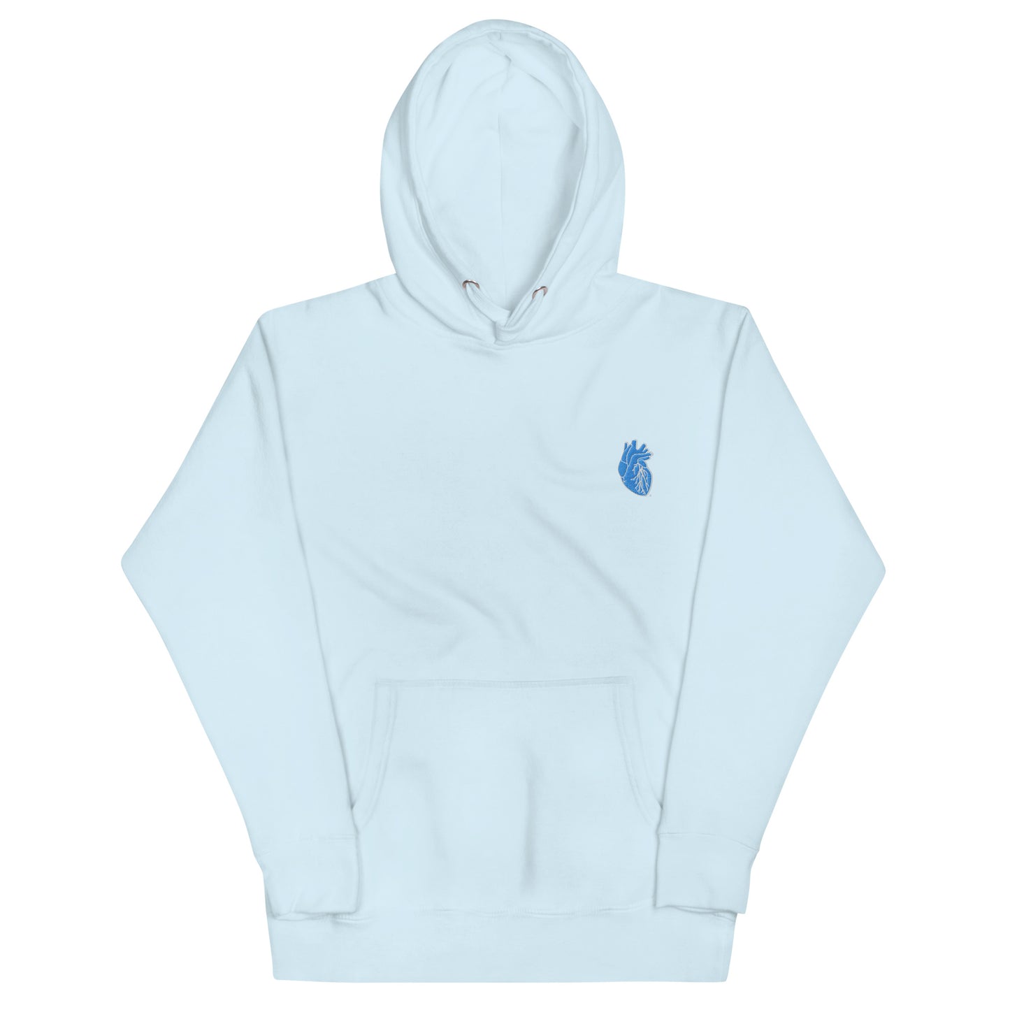 Embroidered Blue&White Heart Unisex Hoodie