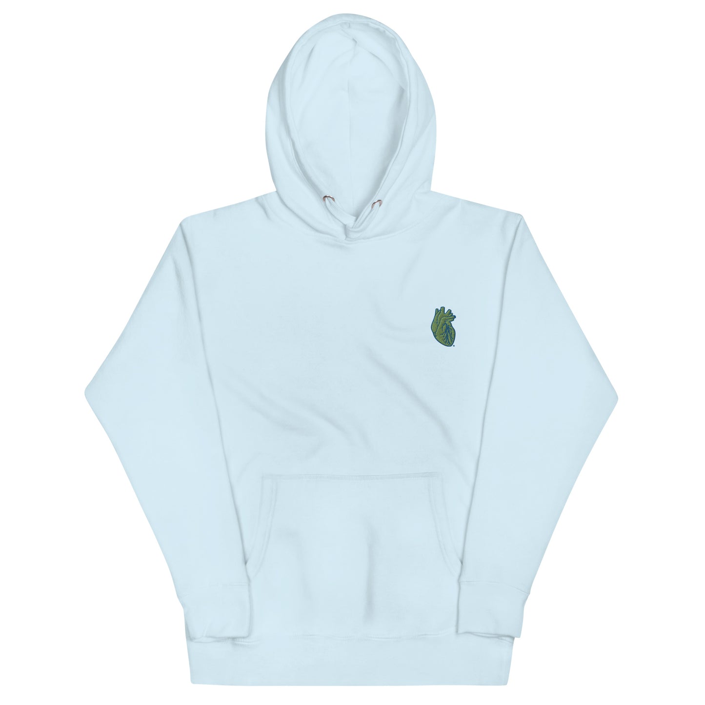 Embroidered Green&Blue Heart Unisex Hoodie