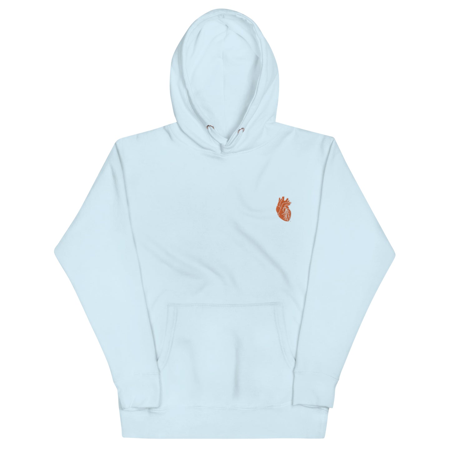 Embroidered Orange Heart Unisex Hoodie