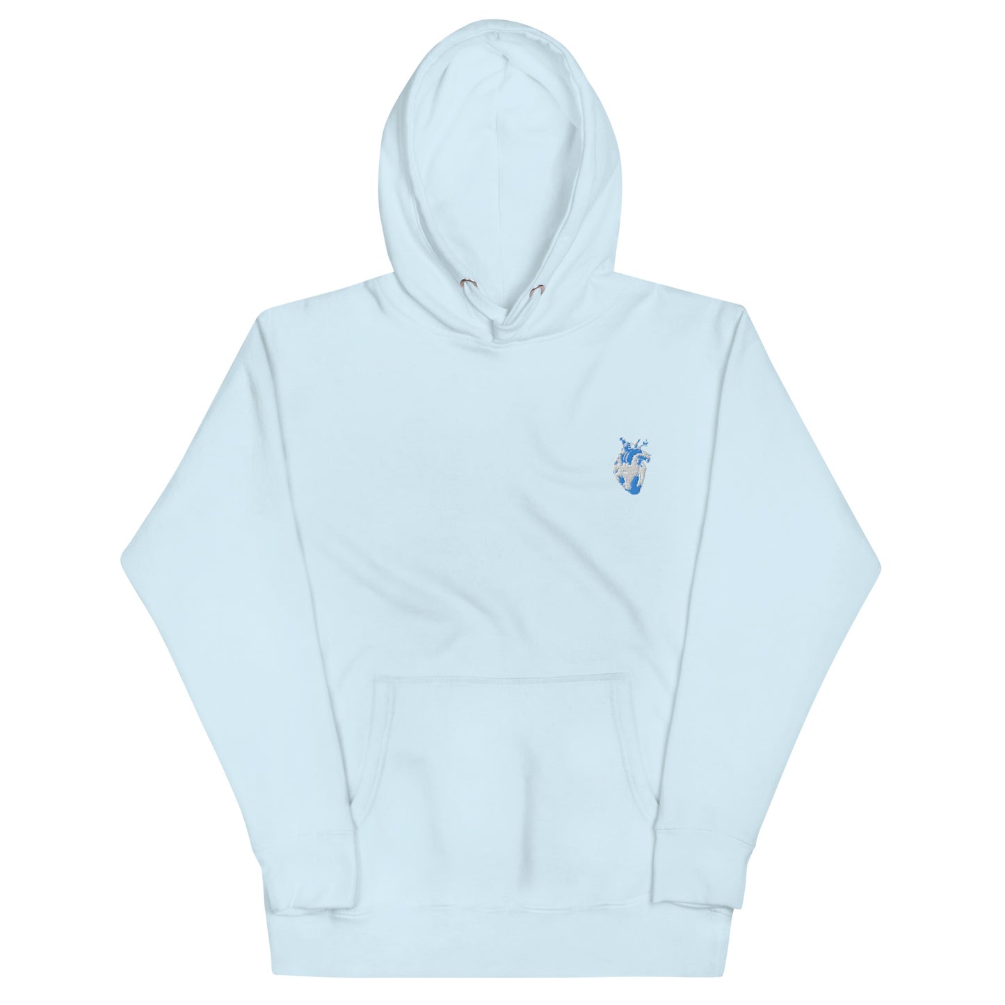 Embroidered White&Blue Heart #2 Unisex Hoodie