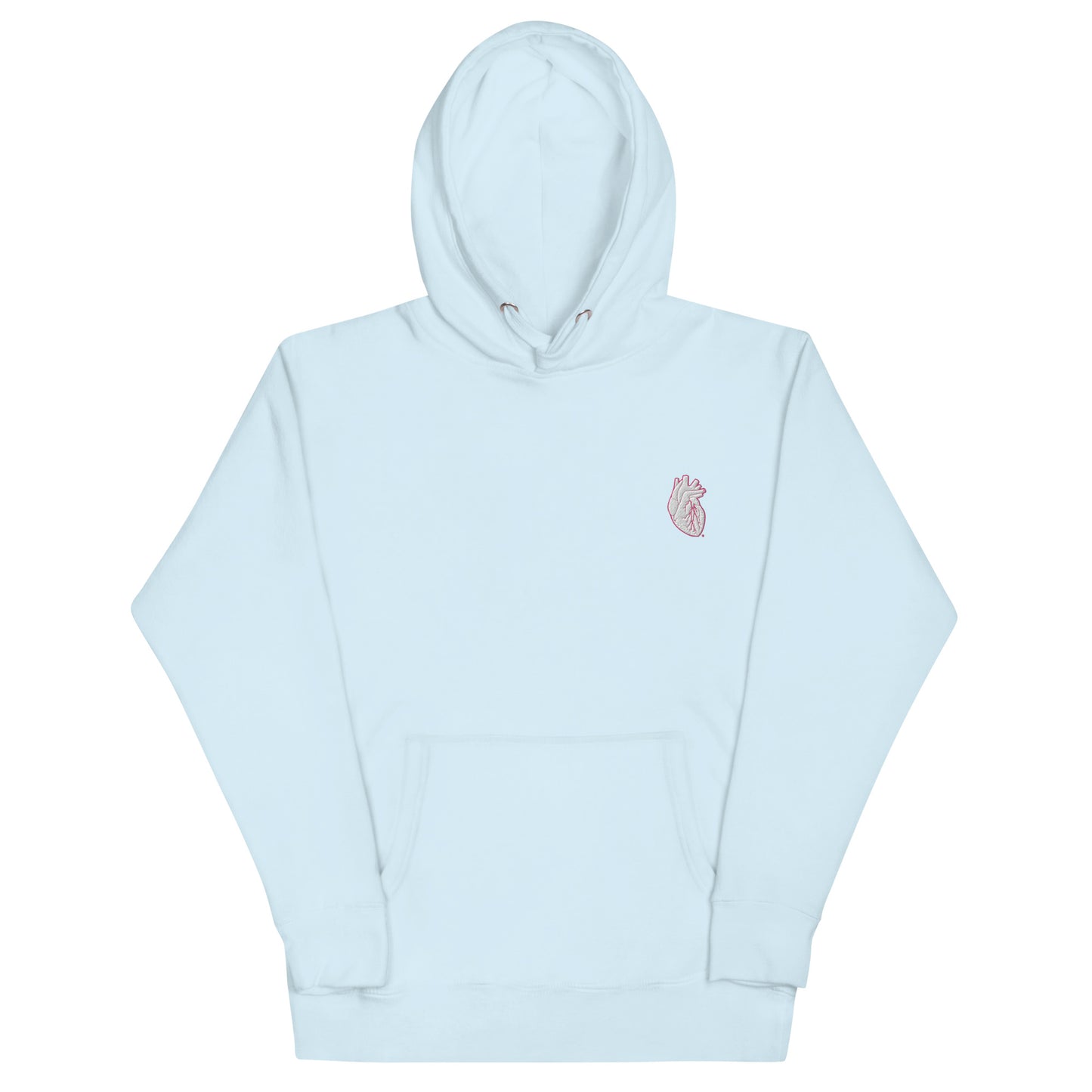 Embroidered White & Pink Heart Unisex Hoodie