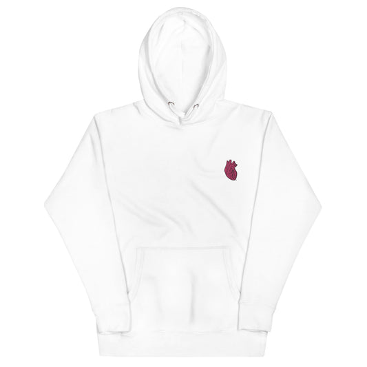 Embroidered Pink Heart Unisex Hoodie