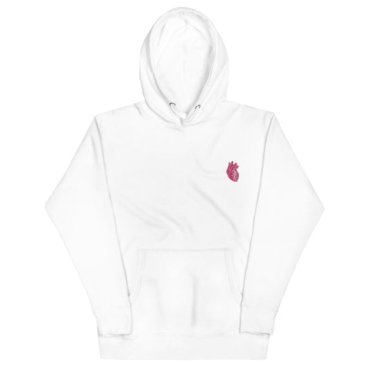 Embroidered Pink&White Heart Unisex Hoodie