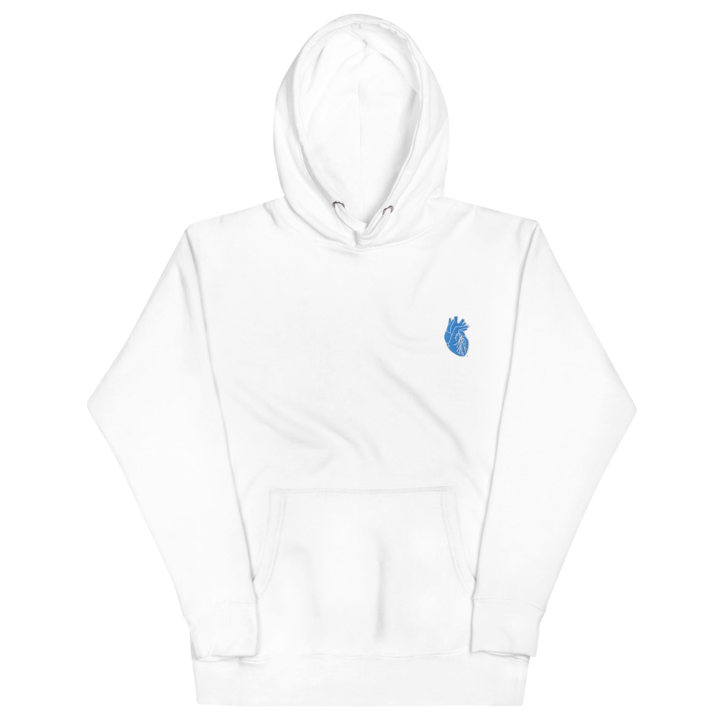 Embroidered Blue&White Heart Unisex Hoodie