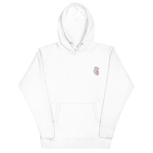 Embroidered White&Red Heart Unisex Hoodie