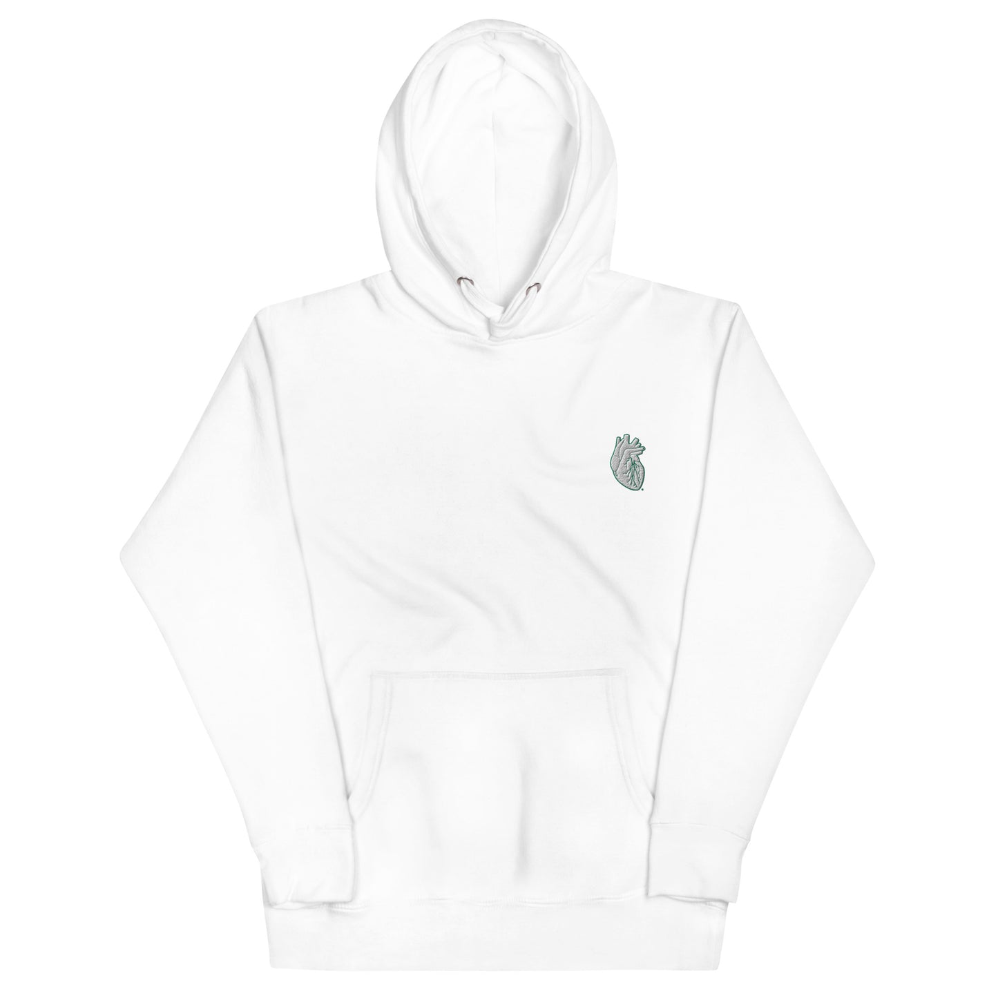 Embroidered White&Green Heart Unisex Hoodie