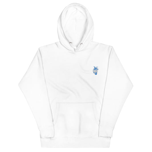 Embroidered White&Blue Heart #2 Unisex Hoodie