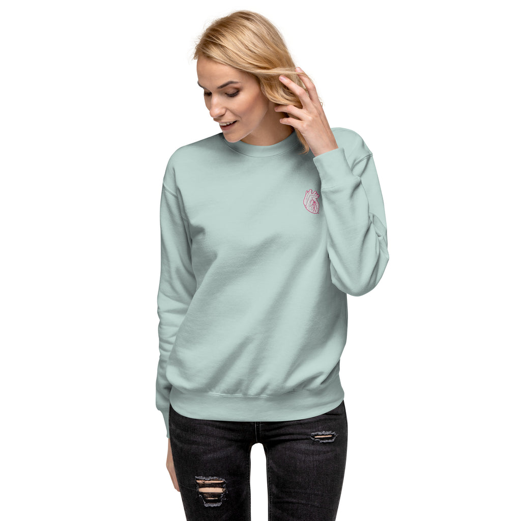 Iconic Heart Sweatshirt - White & Pink Embroidery