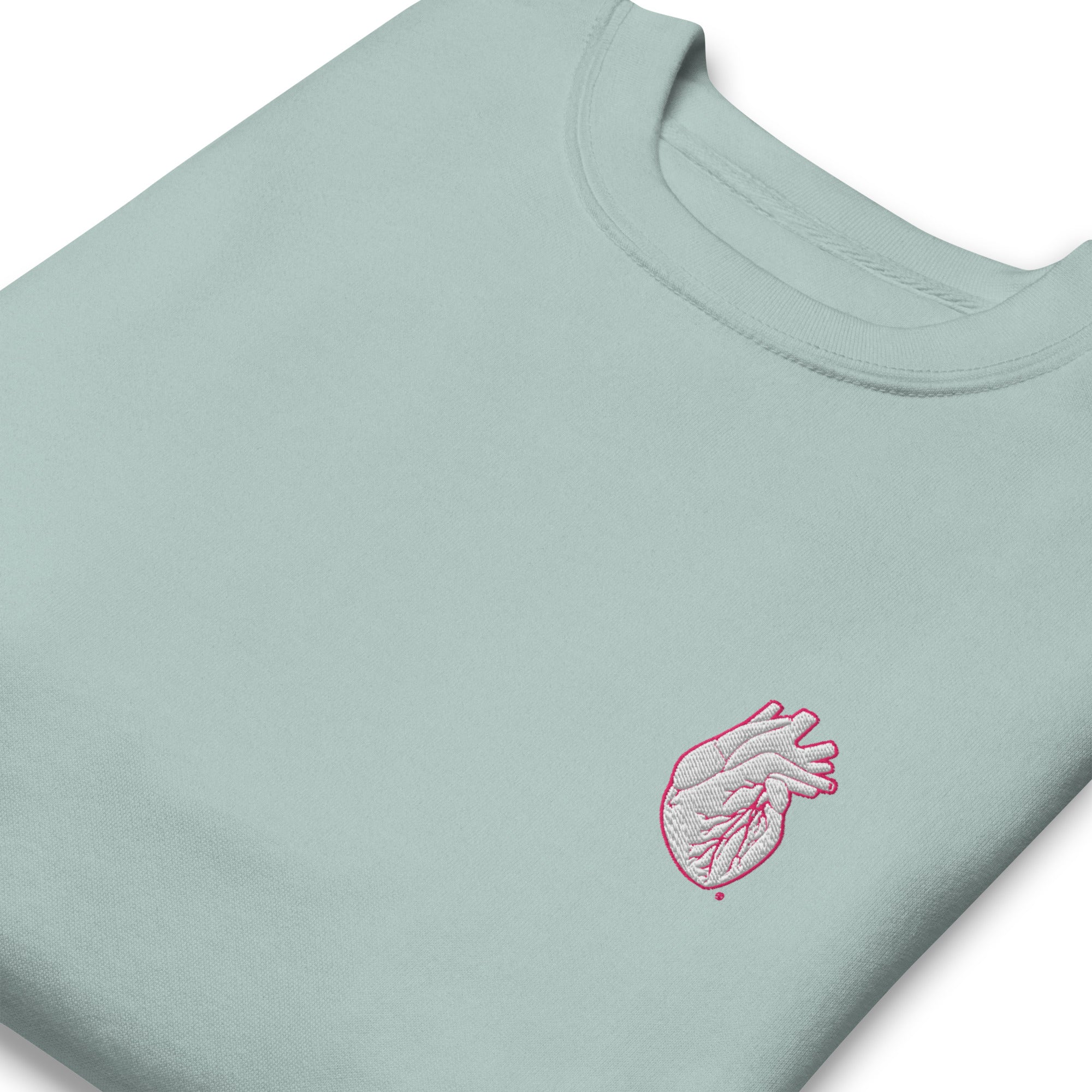 Iconic Heart Sweatshirt - White & Pink Embroidery