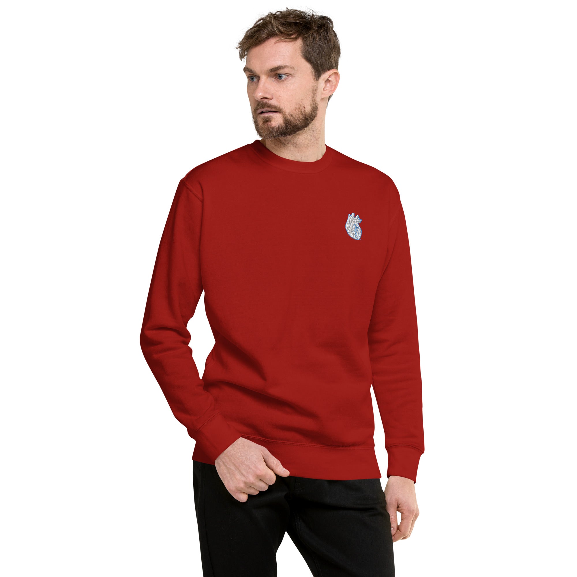 Iconic Heart Sweatshirt - White & Blue Embroidery