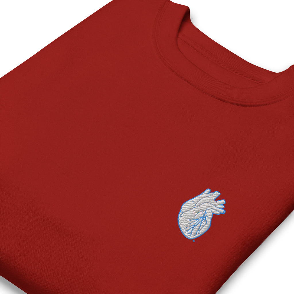 Iconic Heart Sweatshirt - White & Blue Embroidery